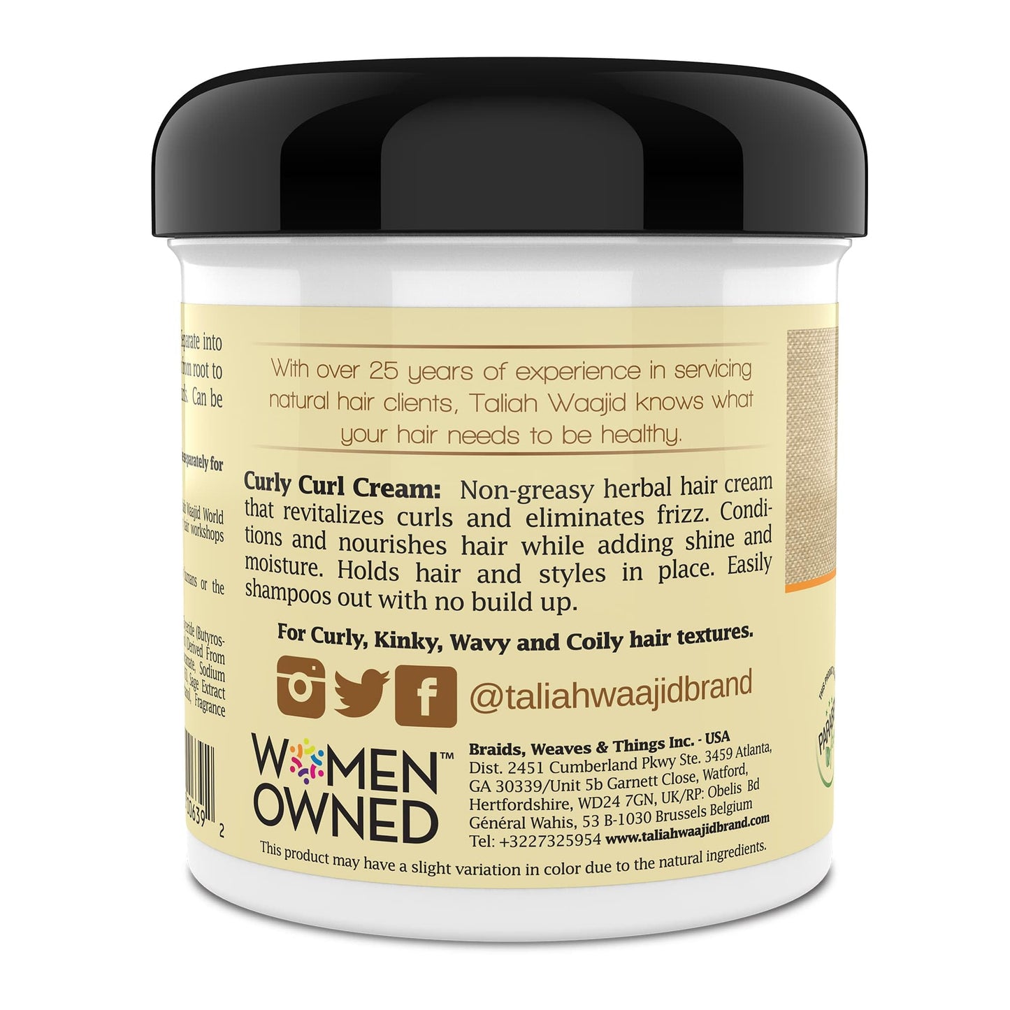 Taliah Waajid Curls Waves Natural - Curly Curl Cream | Extreme Curl Definition Hair Styling Gel | No Build-up or Frizz | 100% Paraben Free | Shea