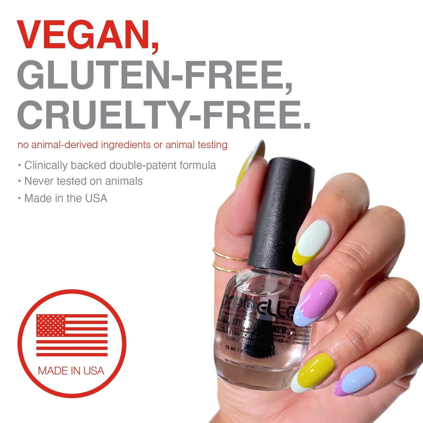 Probelle Nail Strengthener and growth, Natural Nail Strengthening Clear Nail Polish Repair Treatment, Nail Growth & Conditioning, Stops Splits, Chips