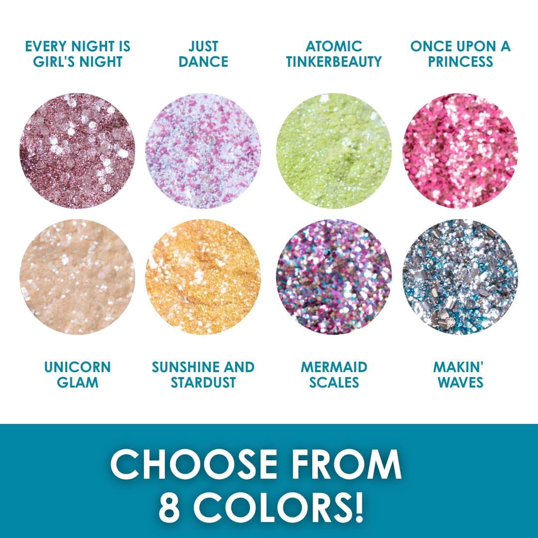 Biodegradable Glitter, 8 Colors, Vegan, for Hair and Body, Safe for Children (Makin' Waves)