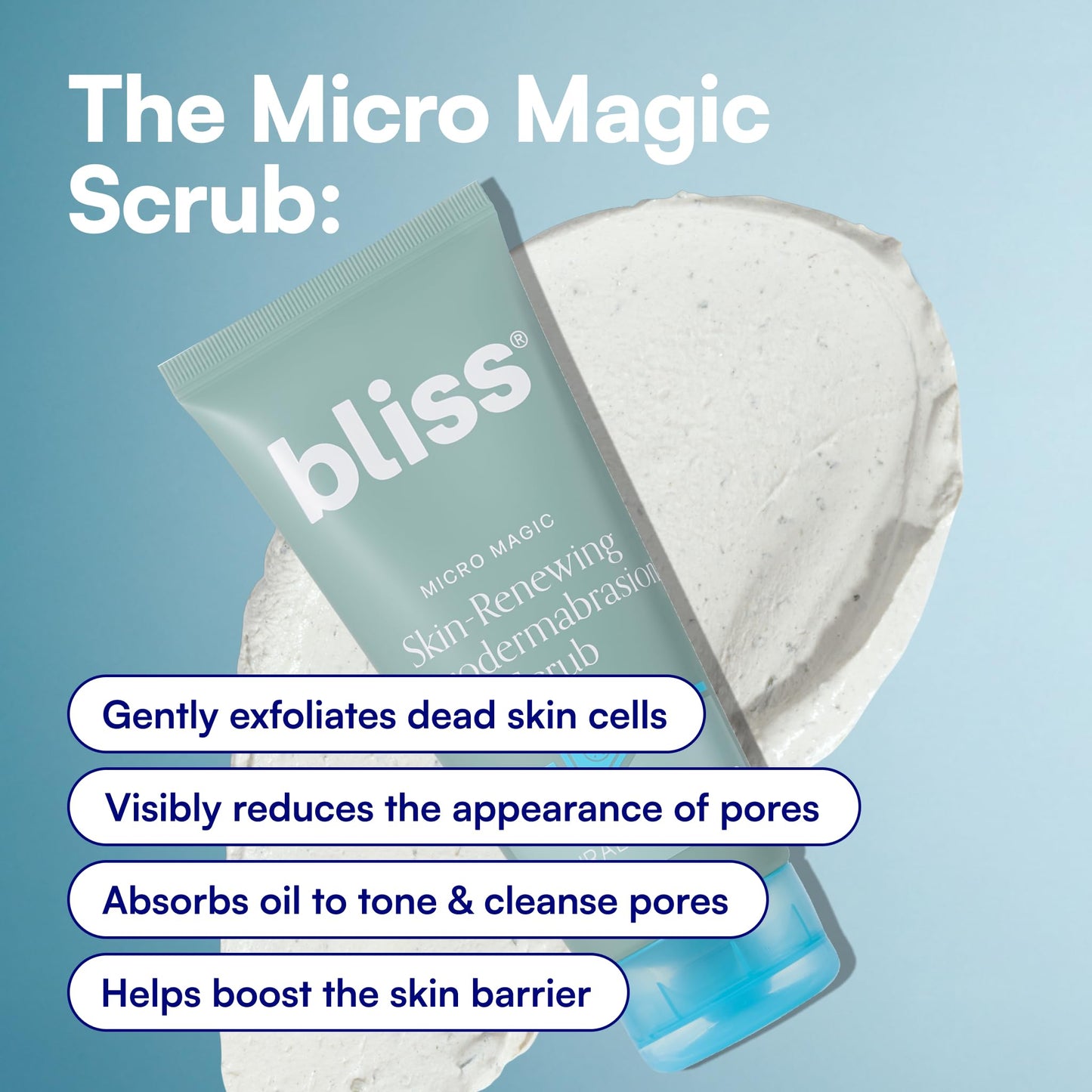 Bliss Micro Magic Skin-renewing Microdermabrasion Scrub | Smoothing Volcanic Pumice & Purifying Kaolin Clay | Refreshed Glow Straight-from-the-Spa |