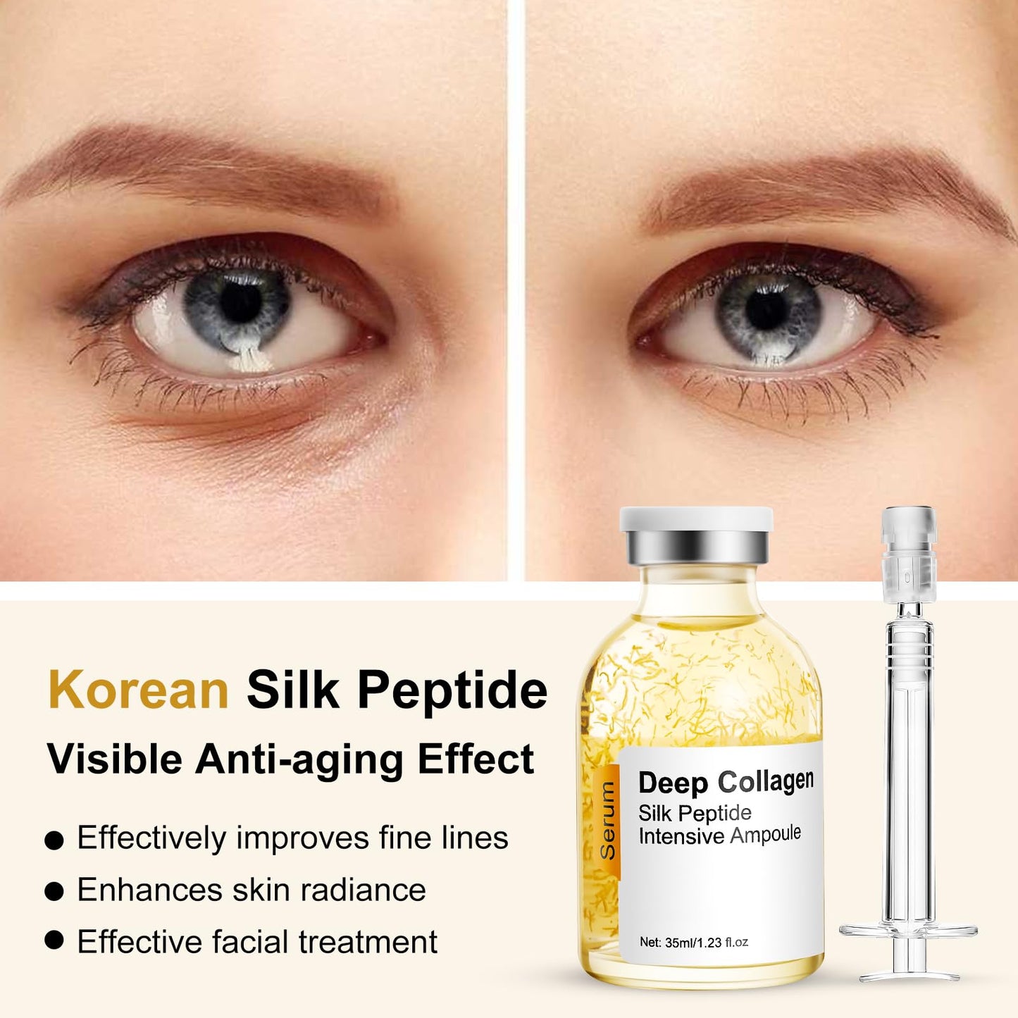 Silk peptide serum for face Deep Collagen Silk Peptide Intensive Lifting Serum ampoule?korean skin care Anti Aging Serum for Face Tightening