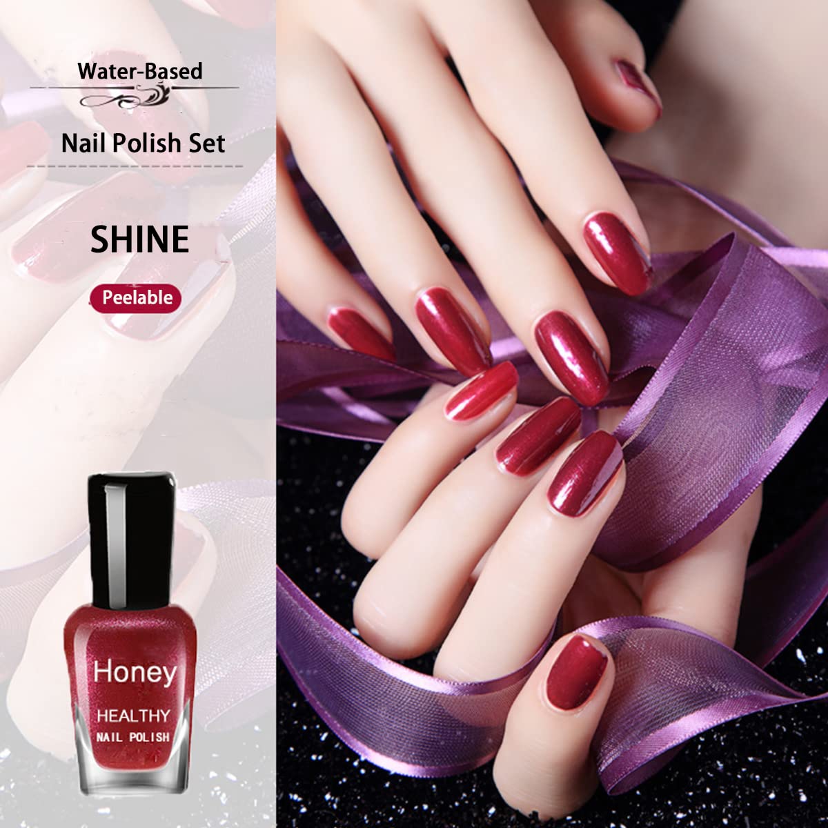 Tophany Non Toxic Nail Polish Set, Easy Peel Off and Fast Dry Nail Polish Set for Pack, Eco Friendly and Organic Water Based Nail Polish