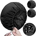 Sheomern 2 Pcs 13.5" Dual Waterproof Adjustable Terry Lined Shower Cap for Women Men, Large Shower Caps Reusable EVA Double Layer Bath Cap for Braids