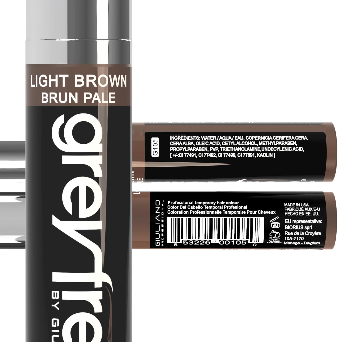 Greyfree Hair Mascara Root Touch-Up for Gray Hair | Precision Hairline Concealer for Brows & Beard (LIGHT BROWN)