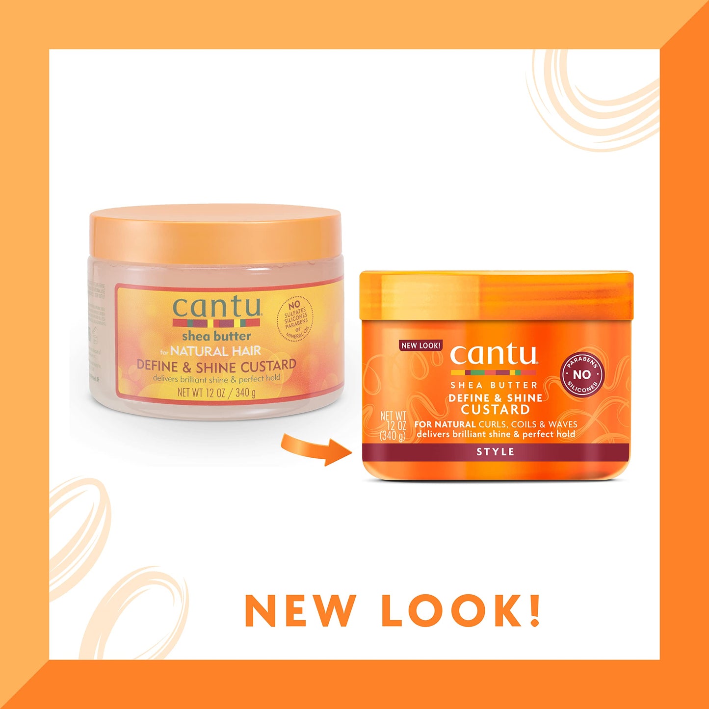 Cantu Natural Hair Define & Shine Custard 12 Ounce Jar (354ml) (3 Pack)