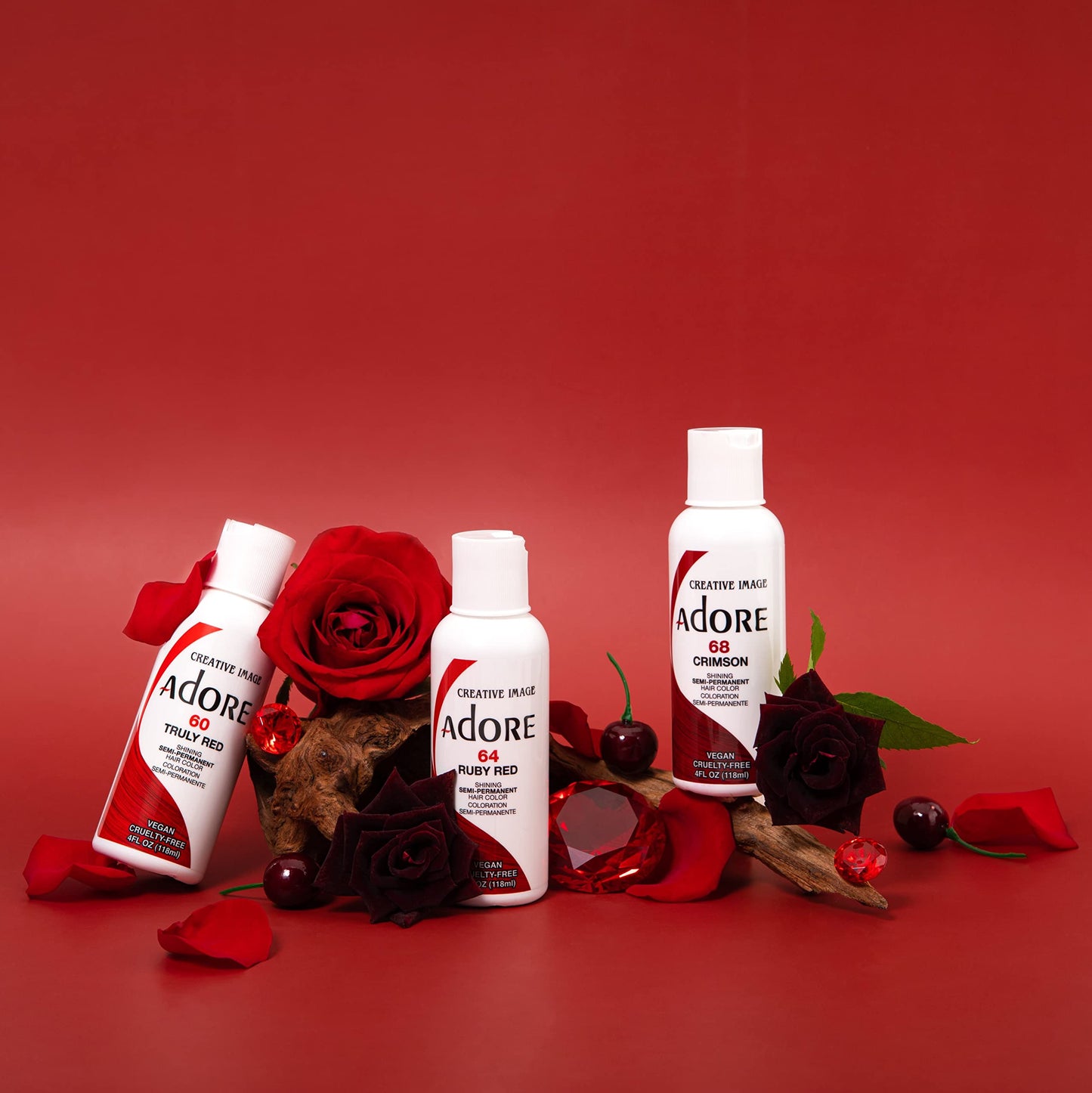 Adore Semi Permanent Hair Color - Vegan and Cruelty-Free Hair Dye - 4 Fl Oz - 070 Raging Red (Pack of 3)