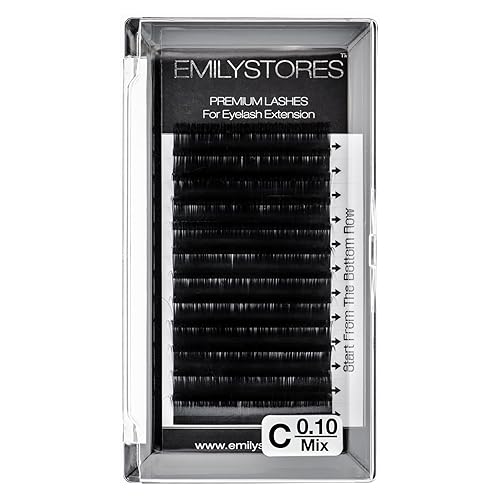 EMILYSTORES Eyelash Extensions 0.10mm Thickness C Curl Length 8-14mm Mixed Sizes Individual Volume Natural-Looking eyelashes Single Size For Lash