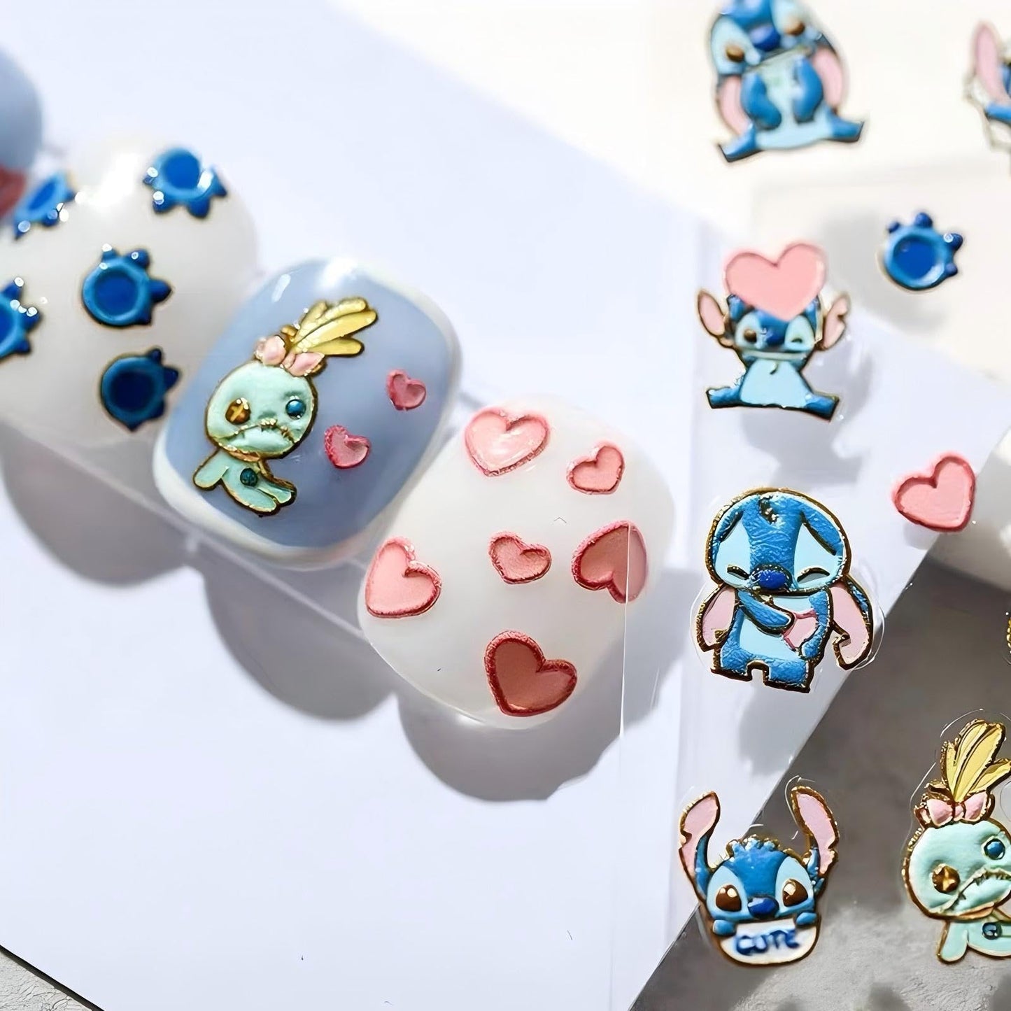 Dedyel 5D Embossed Cute Nail Art Stickers Cartoon Kawaii Design Anime Self Adhesive Nail Stickers for Women Kids Girls Nails Art Decorations