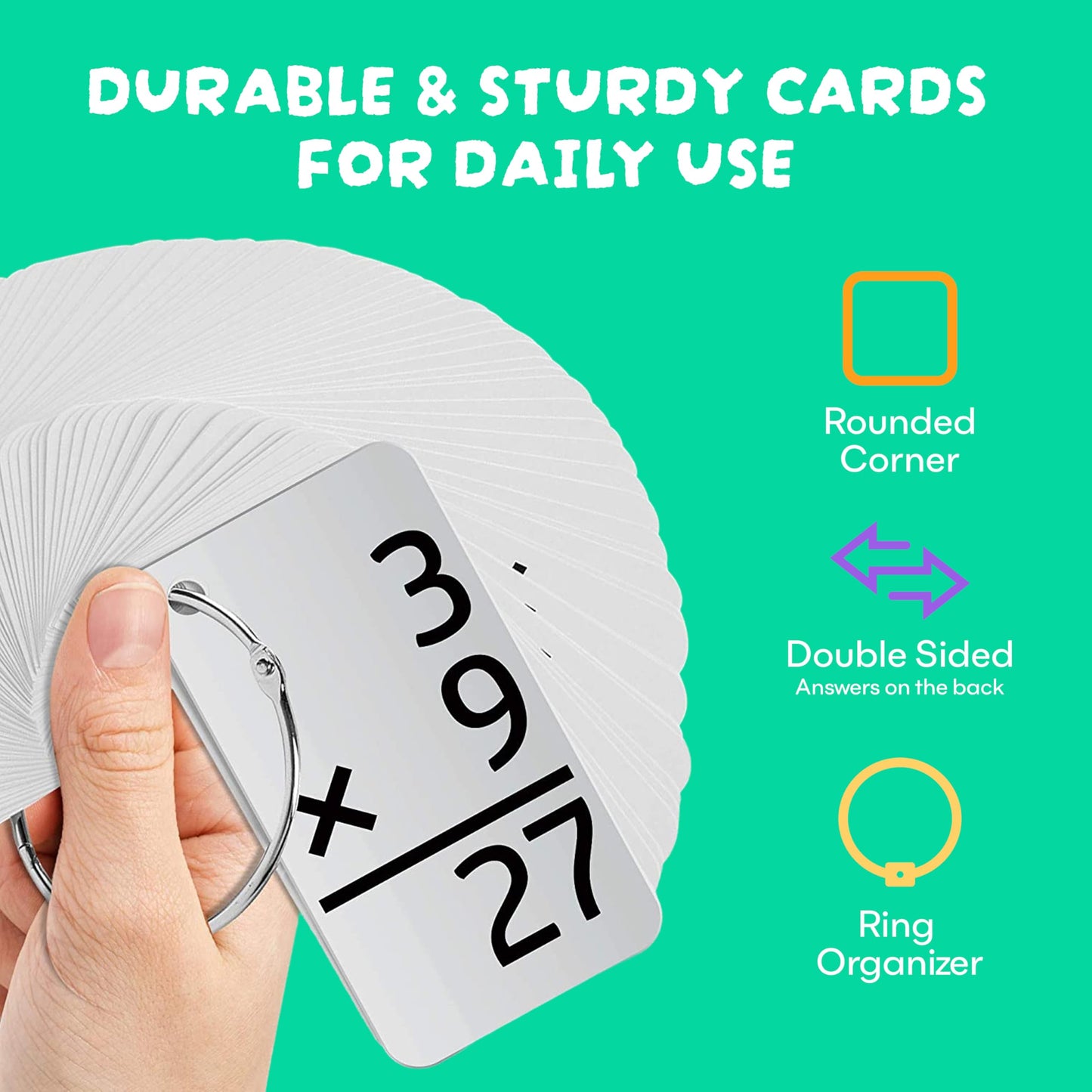 Star Right Multiplication Flash Cards | 169 Math Study Cards with Binder Rings | Times Tables Practice Set for Kids Ages 8+ Home or School