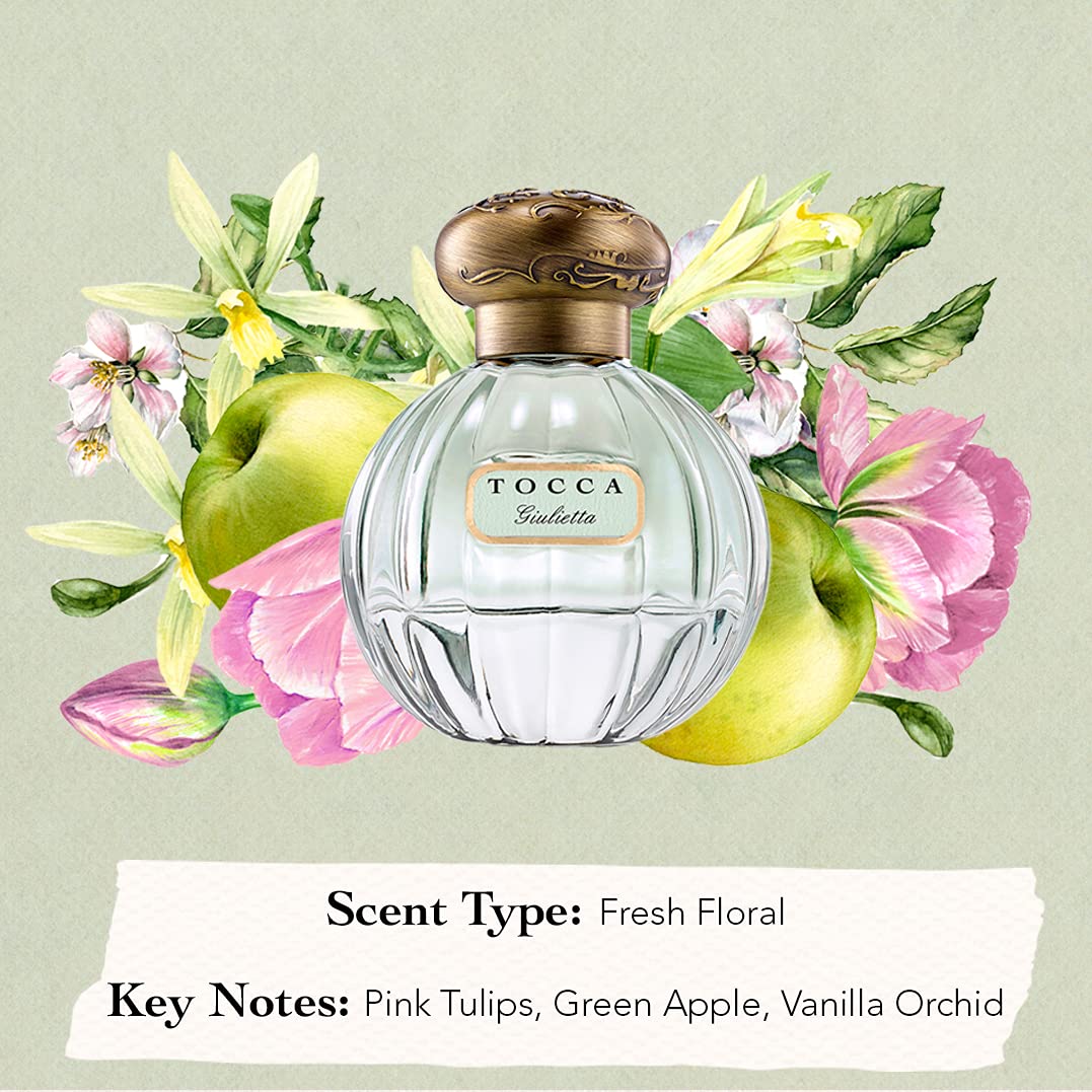 Tocca Giulietta Women's Perfume, 1.7oz (50 ml) - Fresh Floral, Pink Tulips, Green Apple, Vanilla Orchid Fragrance - Hand-Finished Bottle