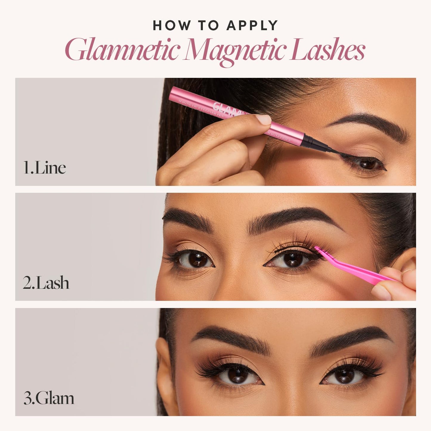 Glamnetic Magnetic Eyelashes - Vixen | Long Magnetic Lashes, 60 Wears Reusable Wispy Faux Mink Lashes, Dramatic Party Lashes - 1 Pair