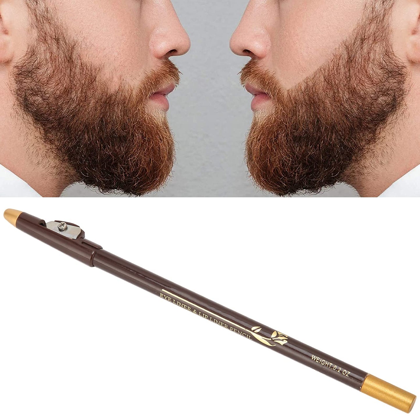 Beard Pencil Filler for Men with Uneven Growth, Dark Brown, Portable Beard Shaper Liner Pen with Pencil Sharpener Beauty and Personal Care HURRISE