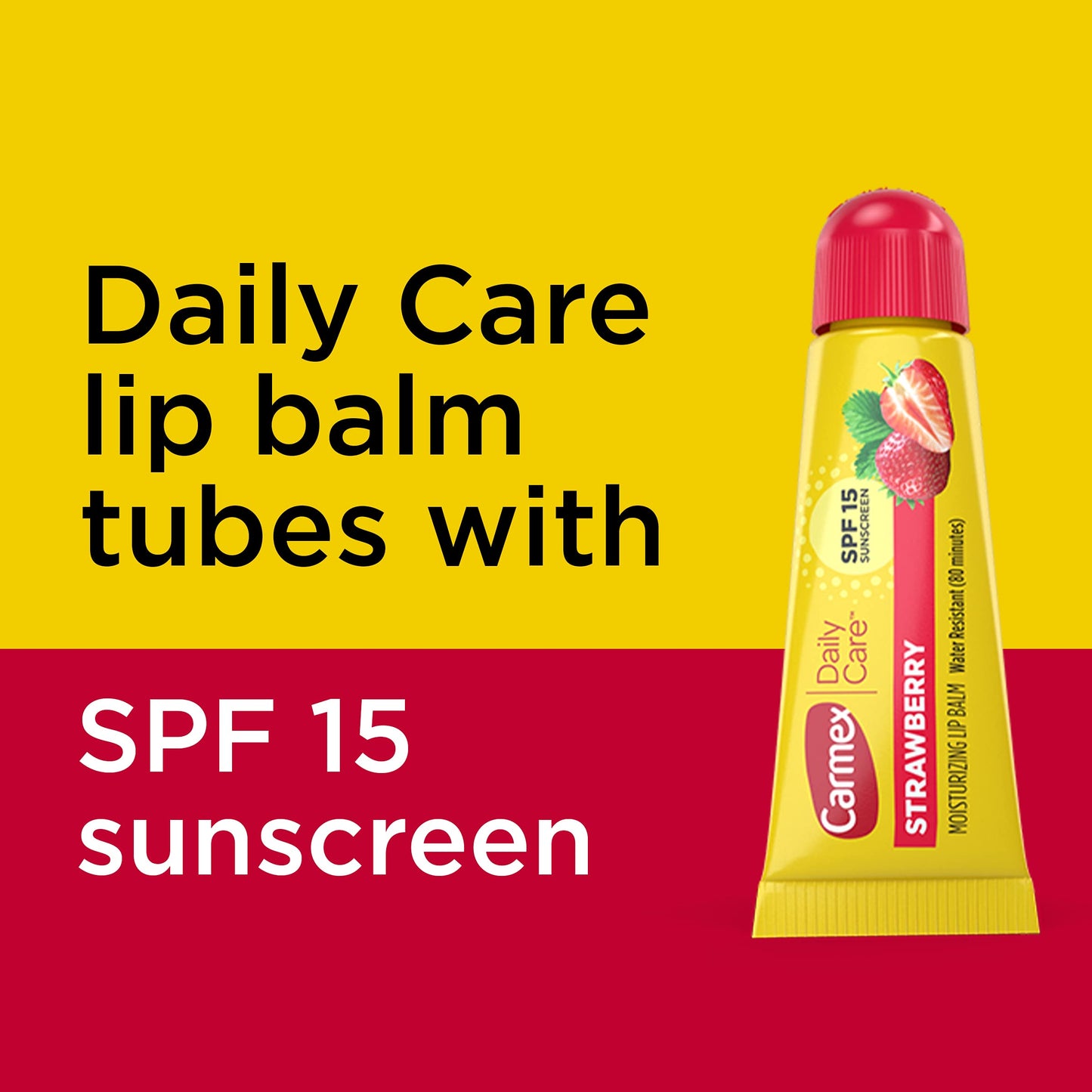Carmex Daily Care Moisturizing Lip Balm with SPF 15, Strawberry Lip Balm Tubes, 0.35 OZ Each - 3 Count (Pack of 4)