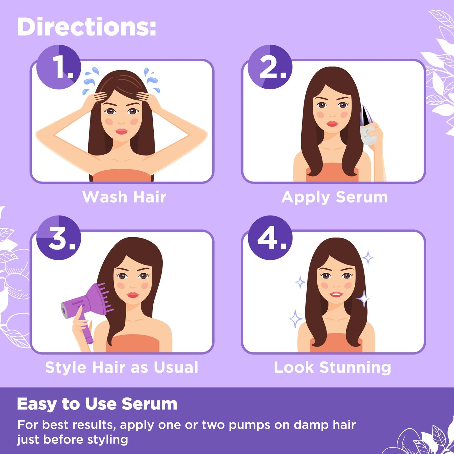 HerStyler Marula Oil Hair Serum - Anti Frizz Serum for Frizzy, Dry and Damaged Hair - Boosts Shine, Straightening - Address Flyaways, Split Ends - 2