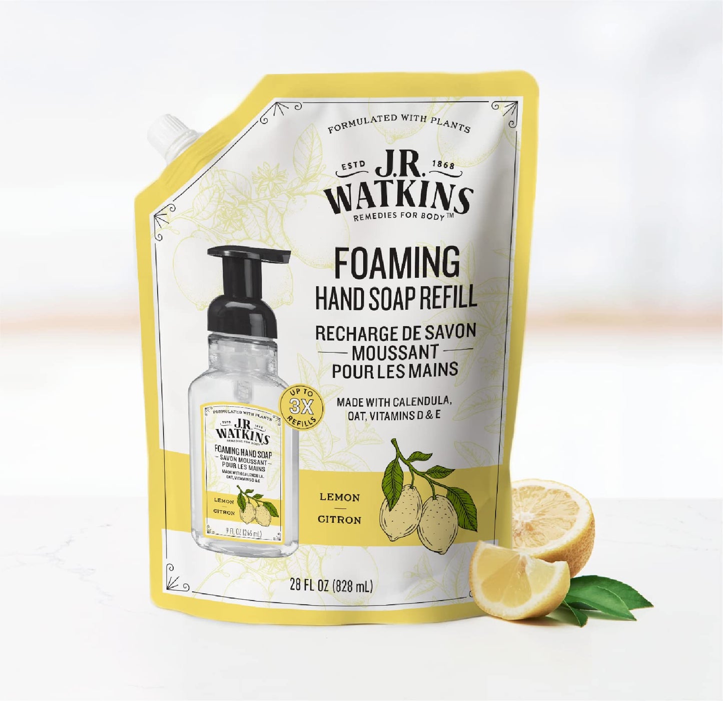 J.R. Watkins Liquid Foaming Hand Soap Lemon Refill, Pack of 1