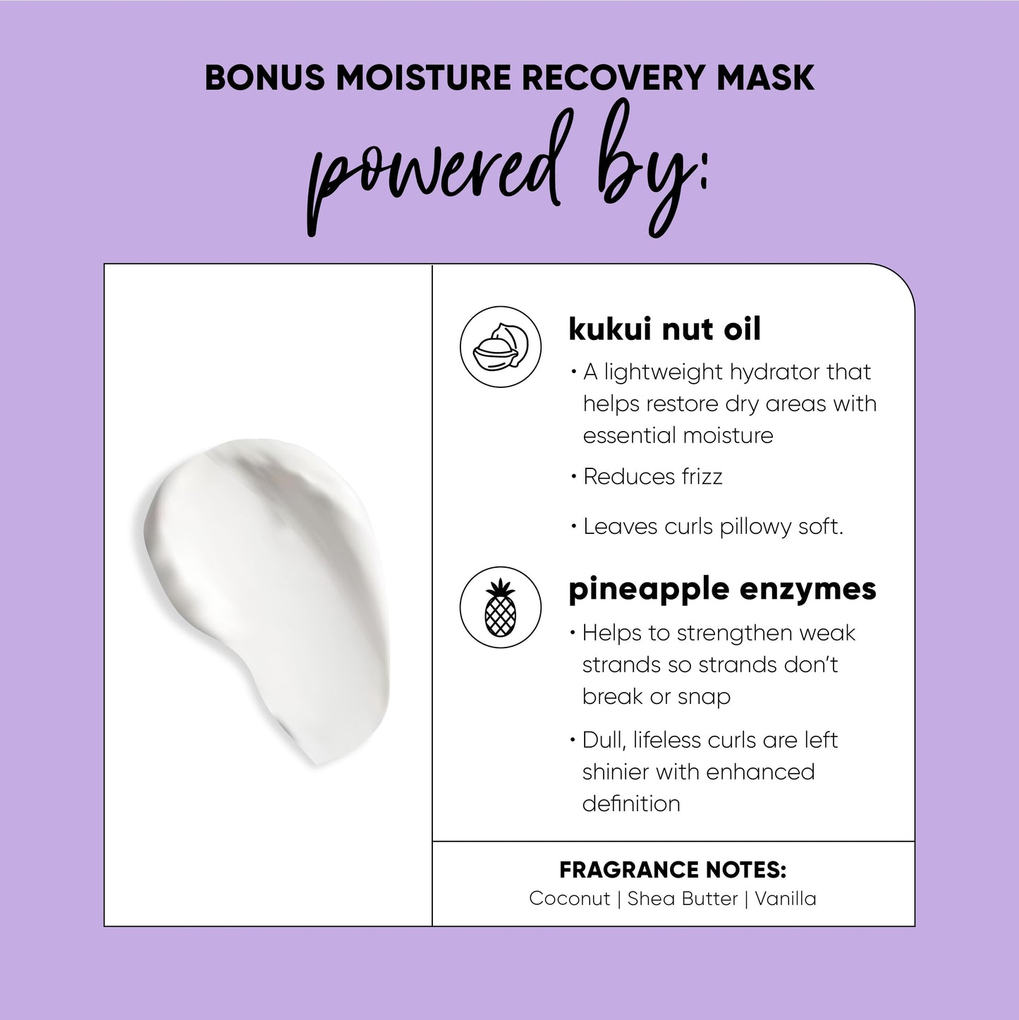 HASK Bonus Moisture Recovery Mask with Kukui Nut Oil & Pineapple Enzymes for Wavy, Curly, Coily & Kinky Hair, Hydrates, Softens, Prevents Damage