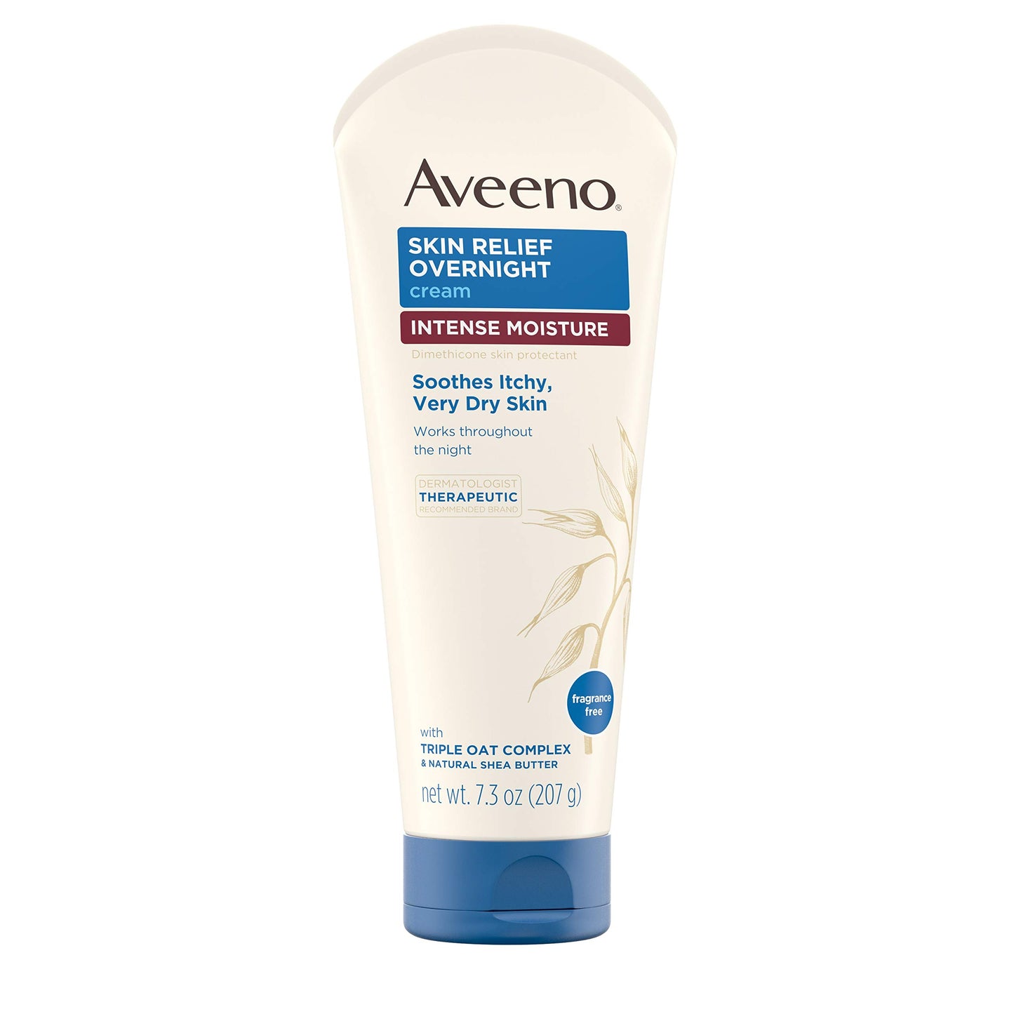 Aveeno Skin Relief Overnight Intense Moisture Cream with Triple Oat Complex & Natural Shea Butter, Therapeutic Dimethicone Skin Protectant for Dry