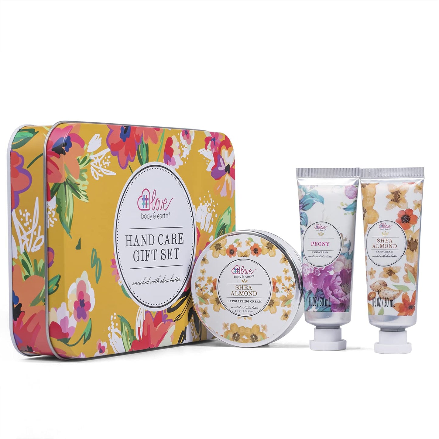BODY & EARTH # LOVE Hand Cream Gift Set, Hand Lotion Sets for Christmas Gifts, Hand Care Set with Shea Butter, Travel Size Lotion Set for Women, 2