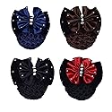 iRIIRIO 4pcs Women Hair Clips With Bows Hair Bun Cover Barrettes Net Snood Hairnet Lace Bow Bow-knot Decor Hair Clip Hairnet Mother's Day Gift