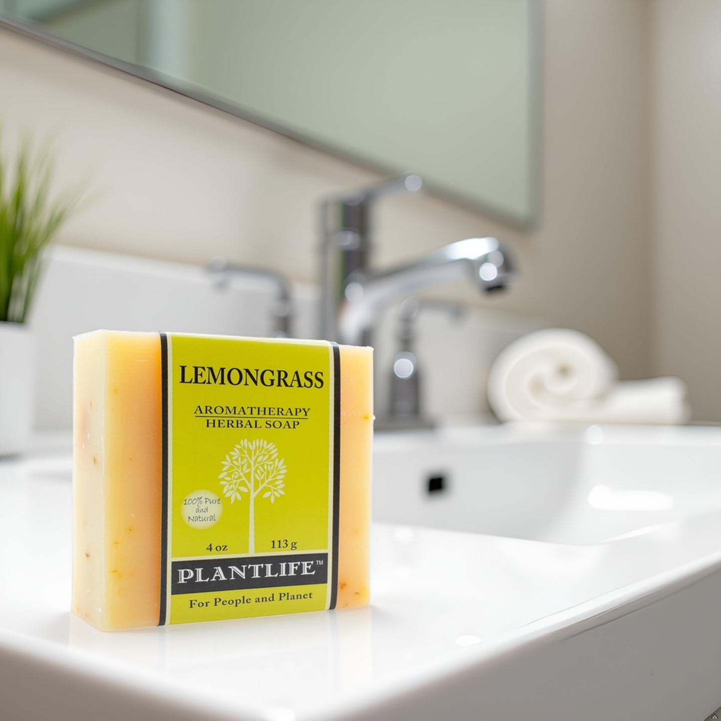Plantlife Lemongrass Bar Soap - Moisturizing and Soothing Soap for Your Skin - Hand Crafted Using Plant-Based Ingredients - Made in California 4oz Bar Beauty & Personal Care Plantlife