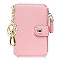 Keychain wallet with ID Window, Credit Card Holder with Zipper Card Wallet Women with Gift Box Packing(Light Pink)