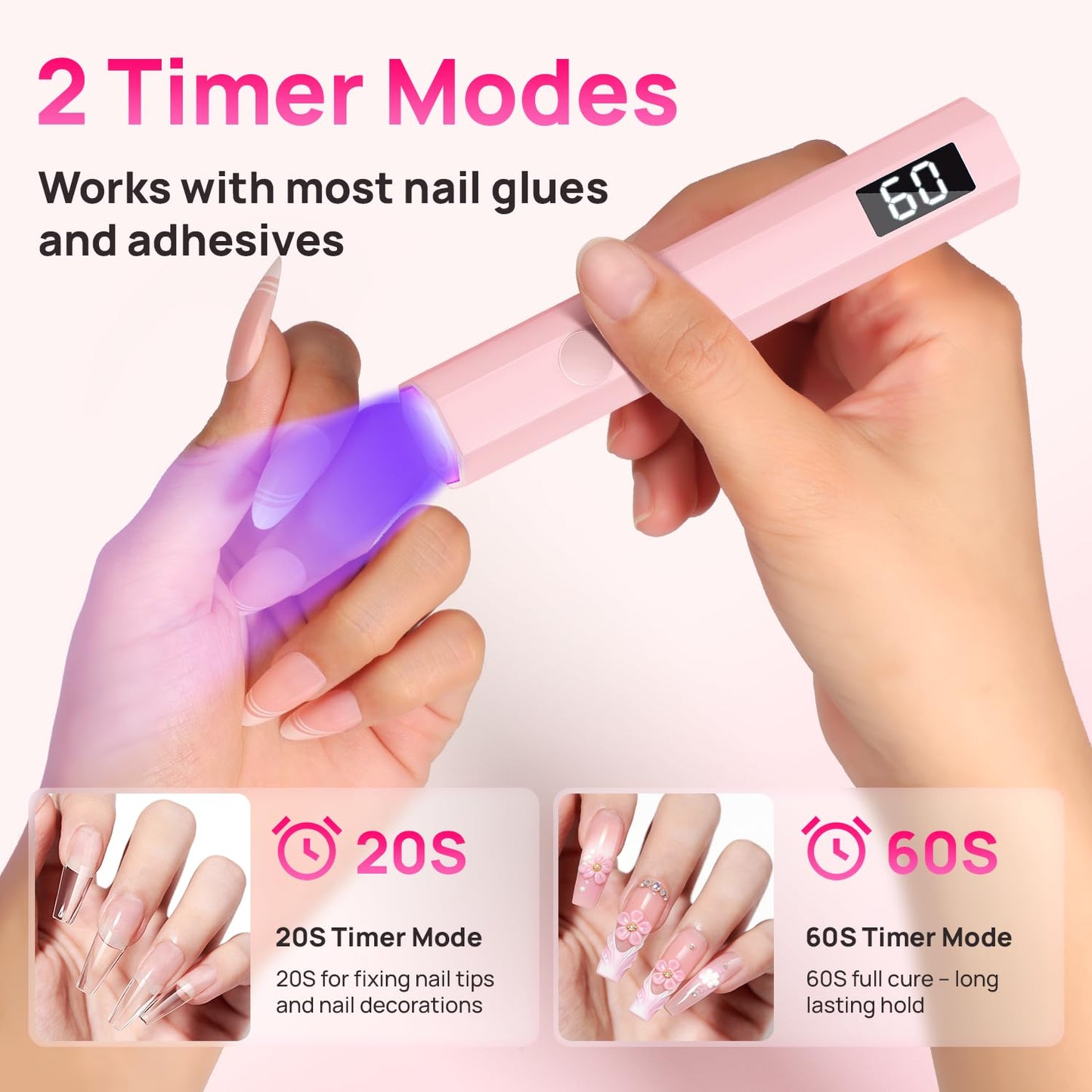 Krofaue Handheld UV Nail Lamp, 180mAh Rechargeable, 20/60s Timer, LCD Beauty and Personal Care krofaue