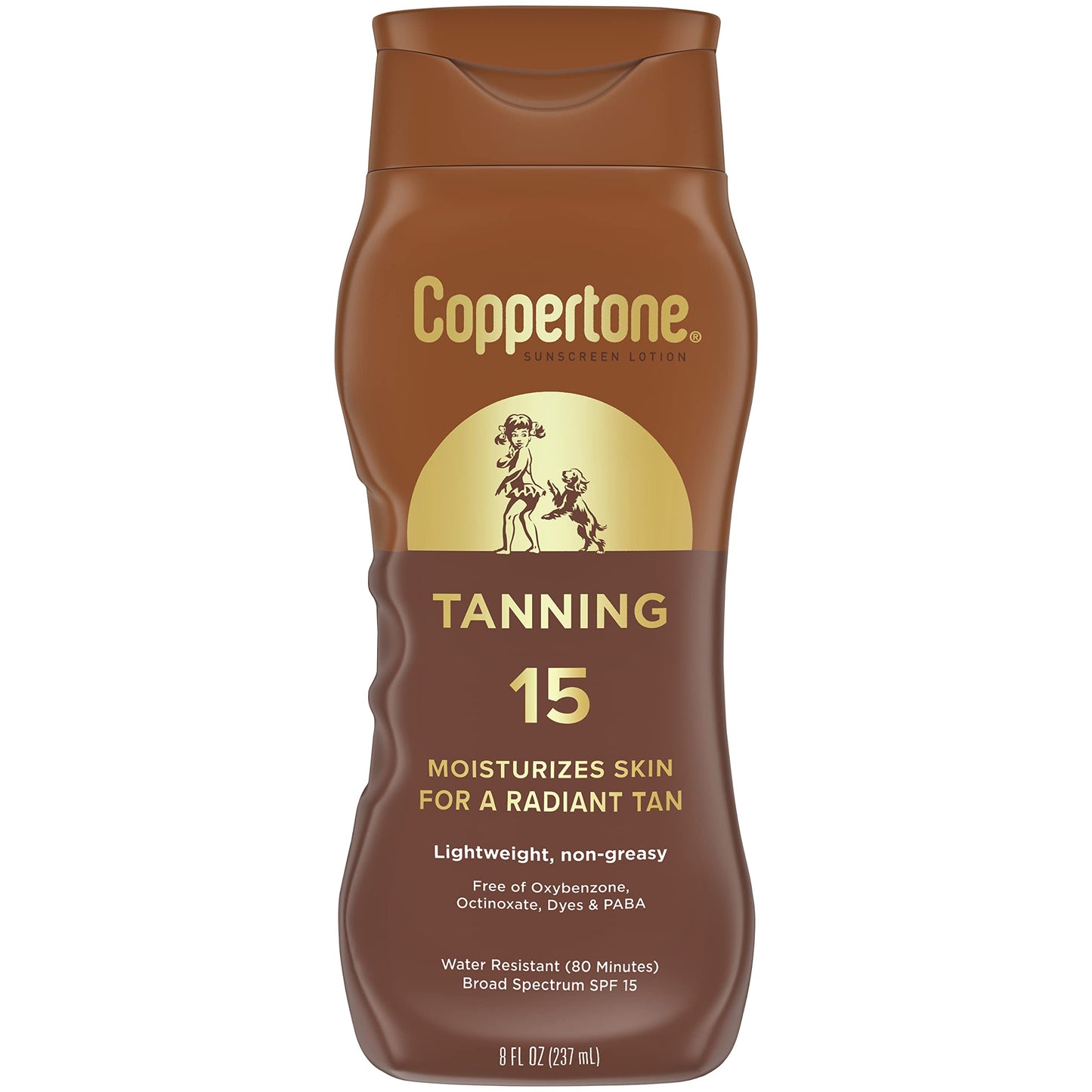 Coppertone Tanning Sunscreen Lotion, SPF 15, Lightweight and Non Greasy Sunscreen, Water Resistant, Oxybenzone Free, Sun Tan Lotion Moisturizes Skin