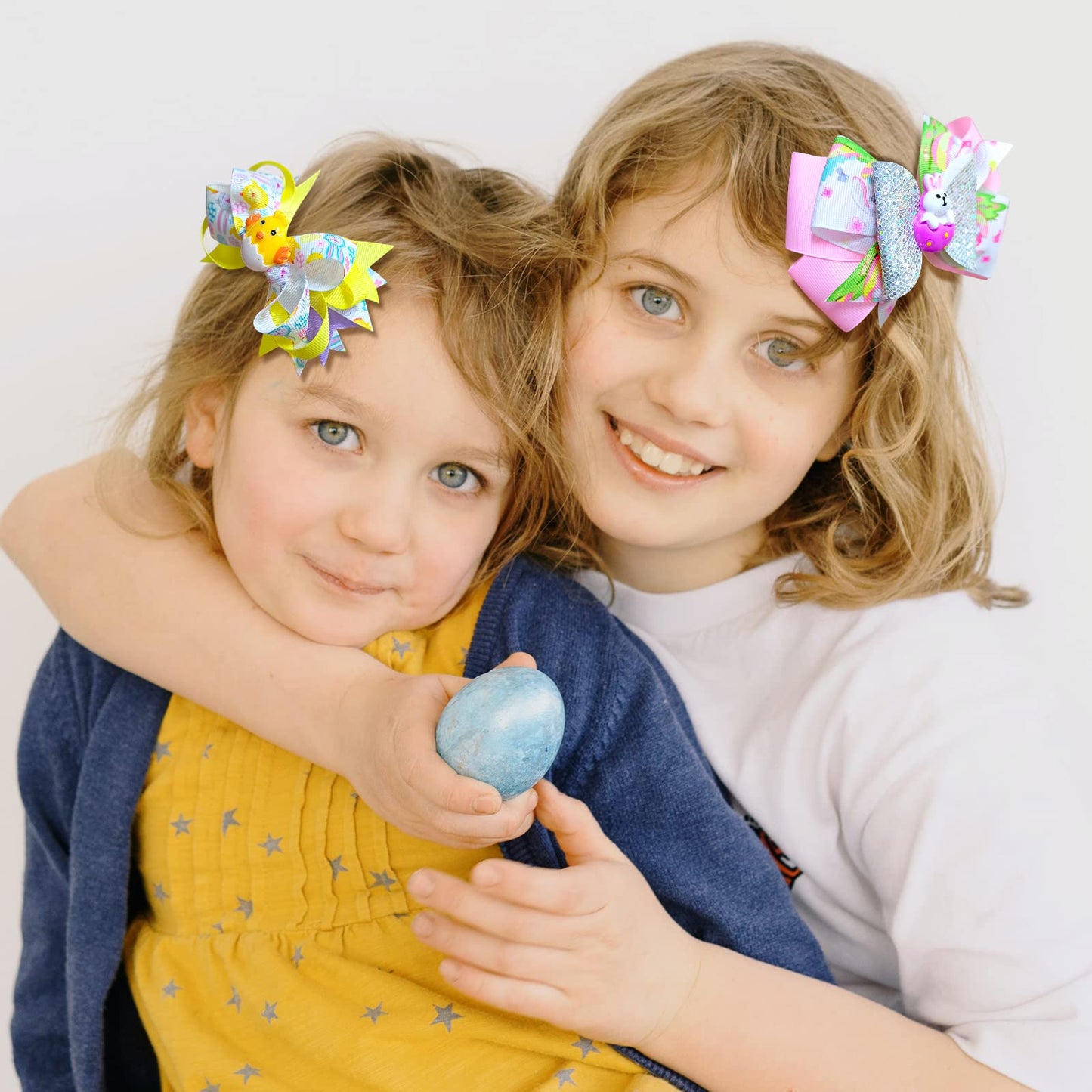 Easter Large Bows Hair Clips Boutique Grosgrain Ribbon Hair Pins Lovely Easter Egg Bunny Pattern Headwear Hair Accessories for Kids Girls