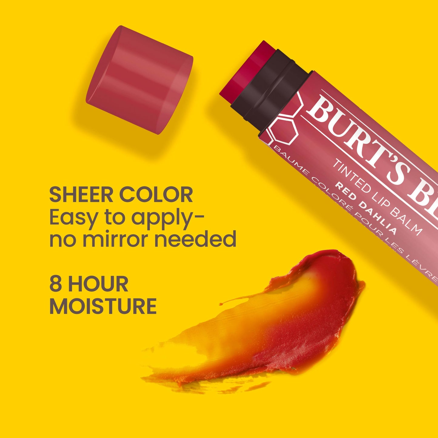 Burt's Bees Lip Tint Balm Valentines Day Gifts with Long Lasting 2 in 1 Duo Tinted Balm Formula, Color Infused with Hydrating Shea Butter for a