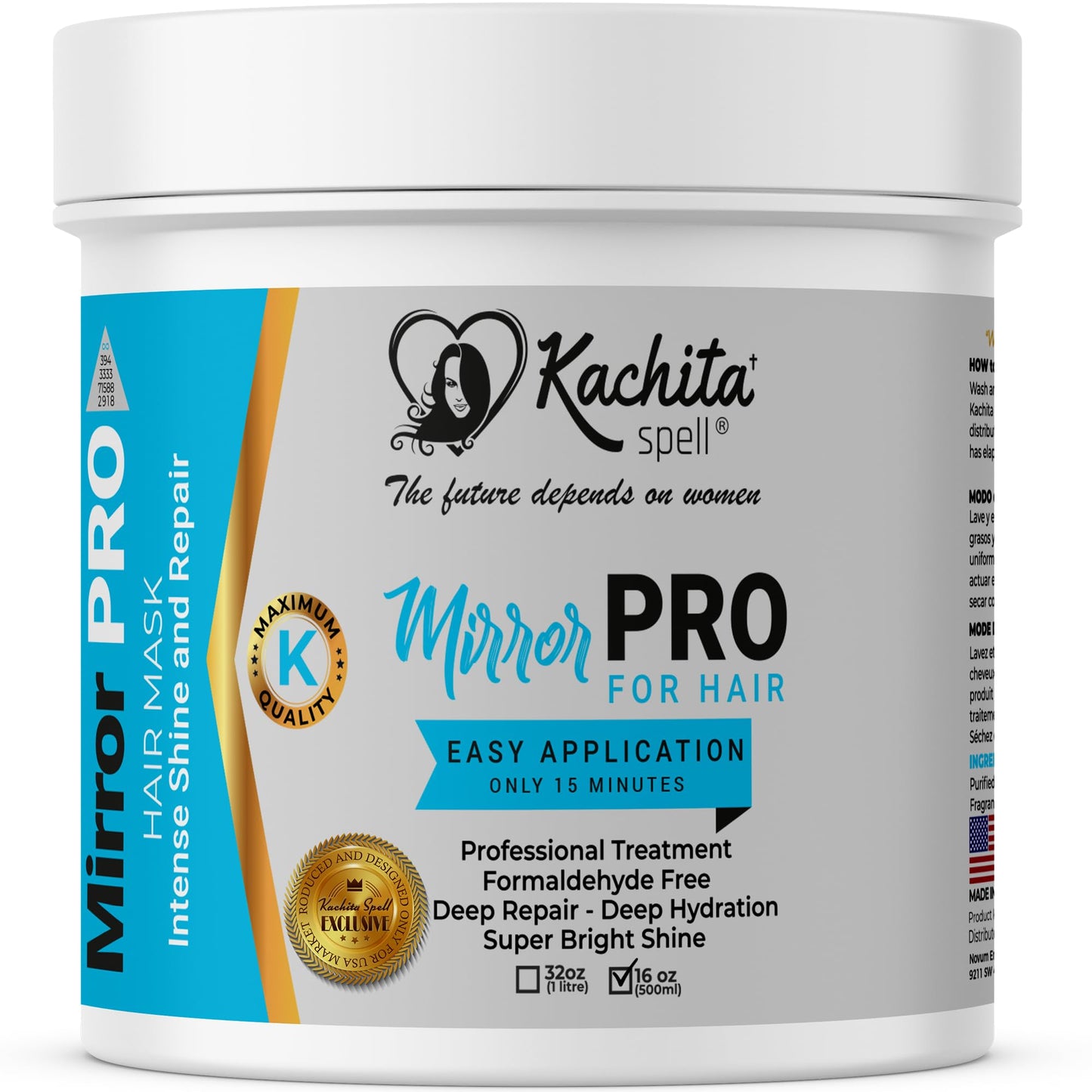 Kachita Spell MirrorPRO 16oz Hair Mask & Deep Conditioner with Argan Oil and Keratin | Repairs Dry, Damaged Hair Professional Hair Treatment, Deep
