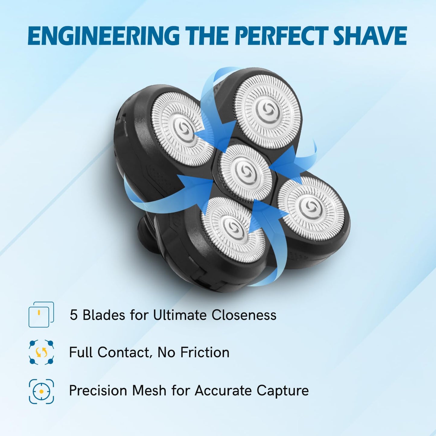 5 Pack Replacement Blades for Freebird Head Shaver | 5-Blade Electric Razor Refills for Bald Men Freedom Grooming + 1 Cleaning Brush Beauty and Personal Care NXPPYY