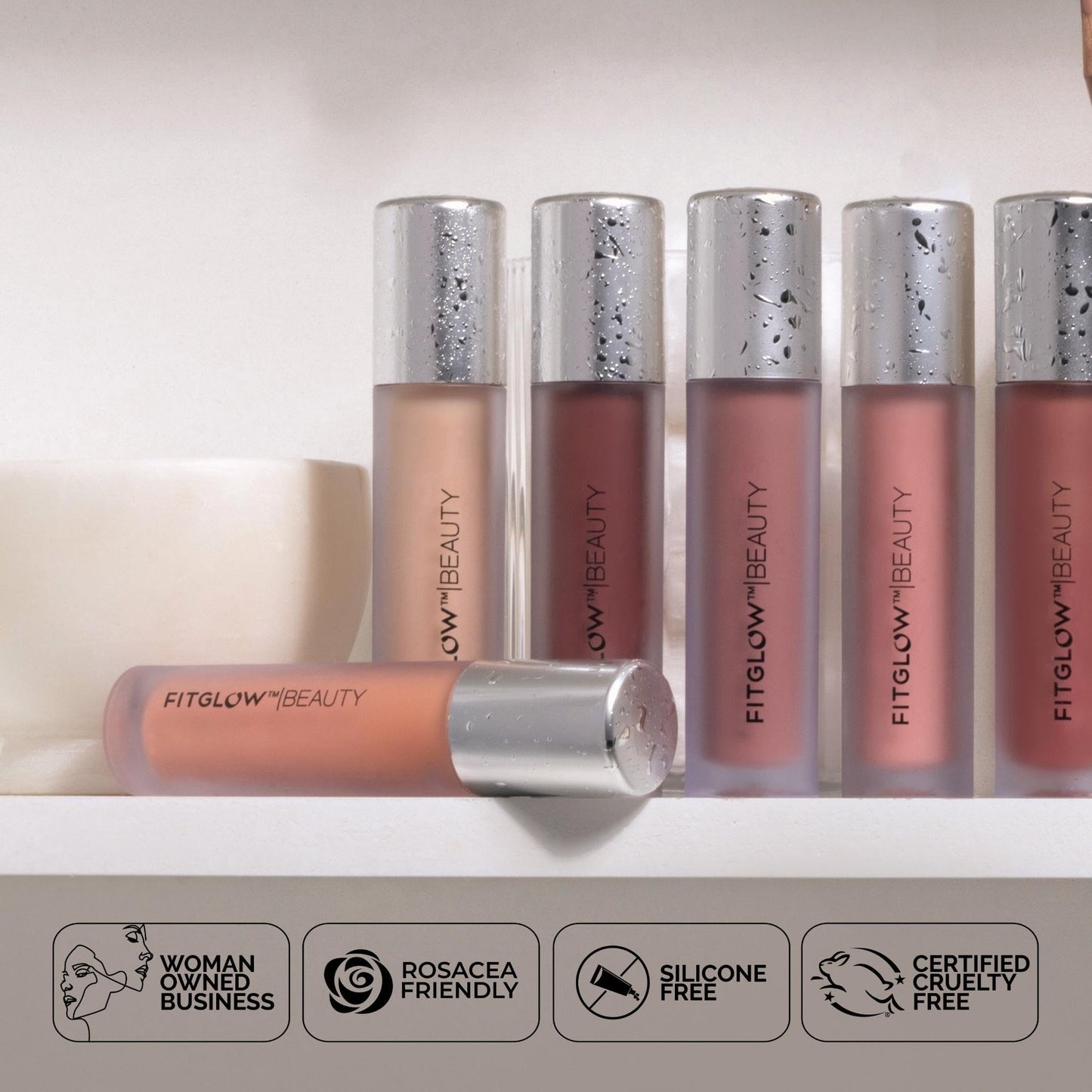 FITGLOW Beauty Lip Colour Serum | Hydrating Lip Gloss | Plumping Anti-Aging Lip Treatment | Natural Shine with Pomegranate Sterols & Collagen |
