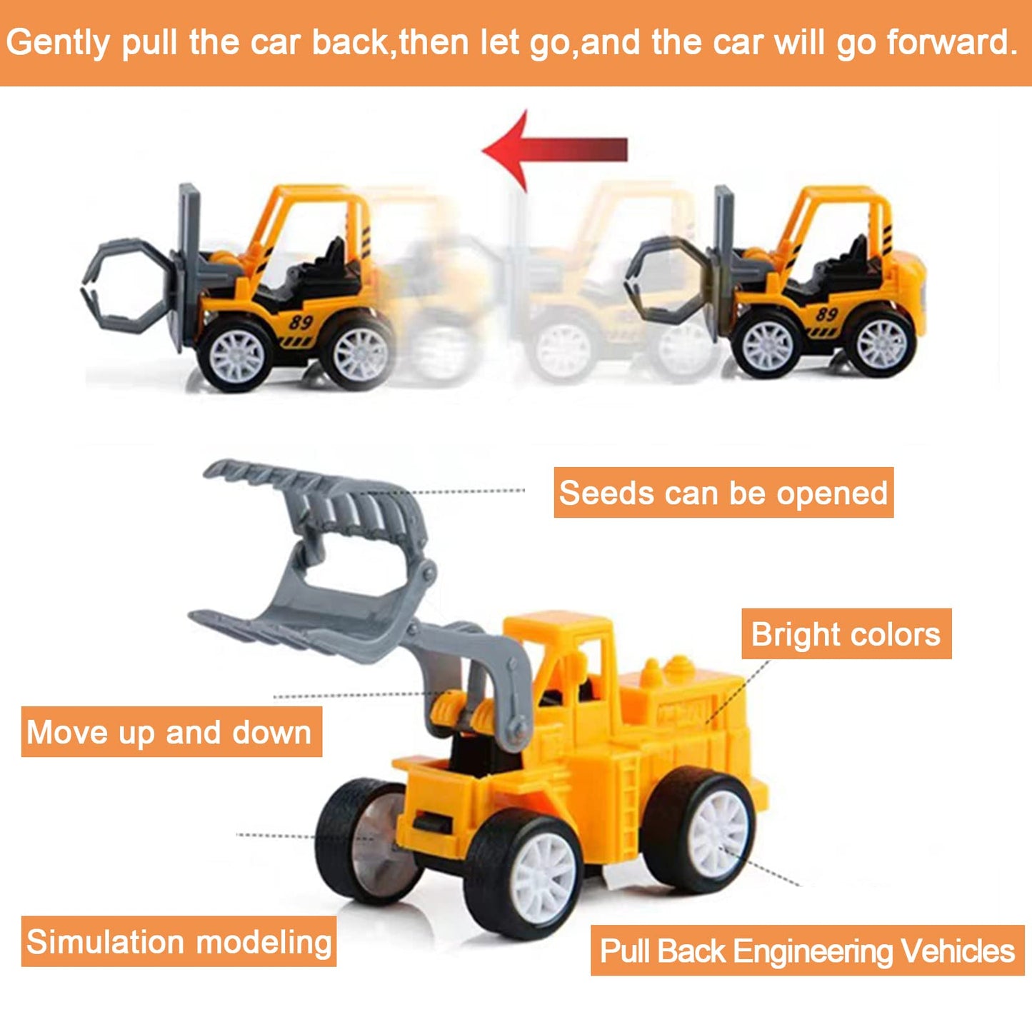 Juuxncgv 24PCS Mini Construction Vehicles – Pull Back Engineering Cars, Play Figures & Small Construction Toys for Kids Party Favors & Gifts
