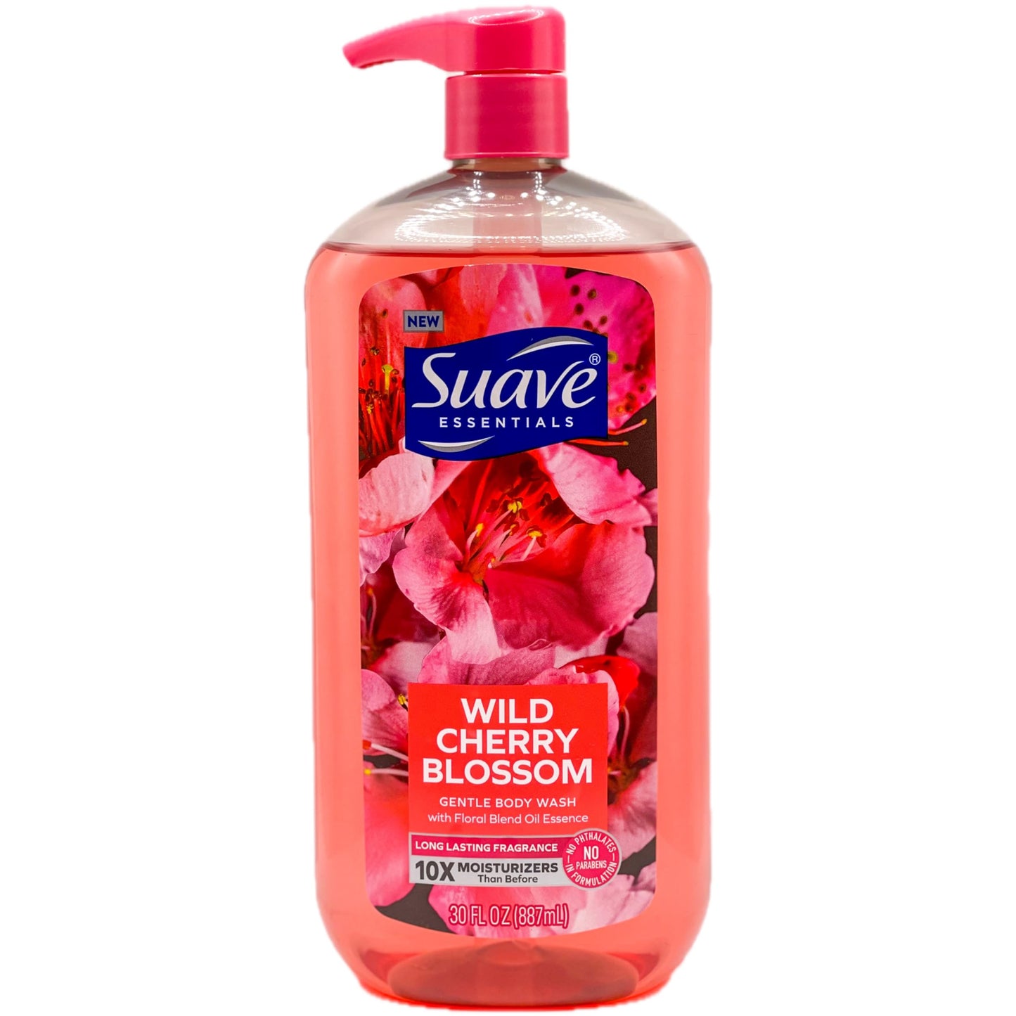 Suave ESSENTIALS WILD CHERRY BLOSSOM BODY WASH WITH SWEET BLEND OIL ESSENCE 30 FL OZ