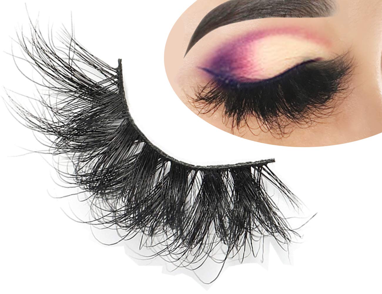 HICOCU 25mm Lashes Mink 3 Pairs False Eyelashes Dramatic Look lashes 25mm Set Pack 3D Lashes Long Volume Mink Eyelashes(WYS-SHD-3)