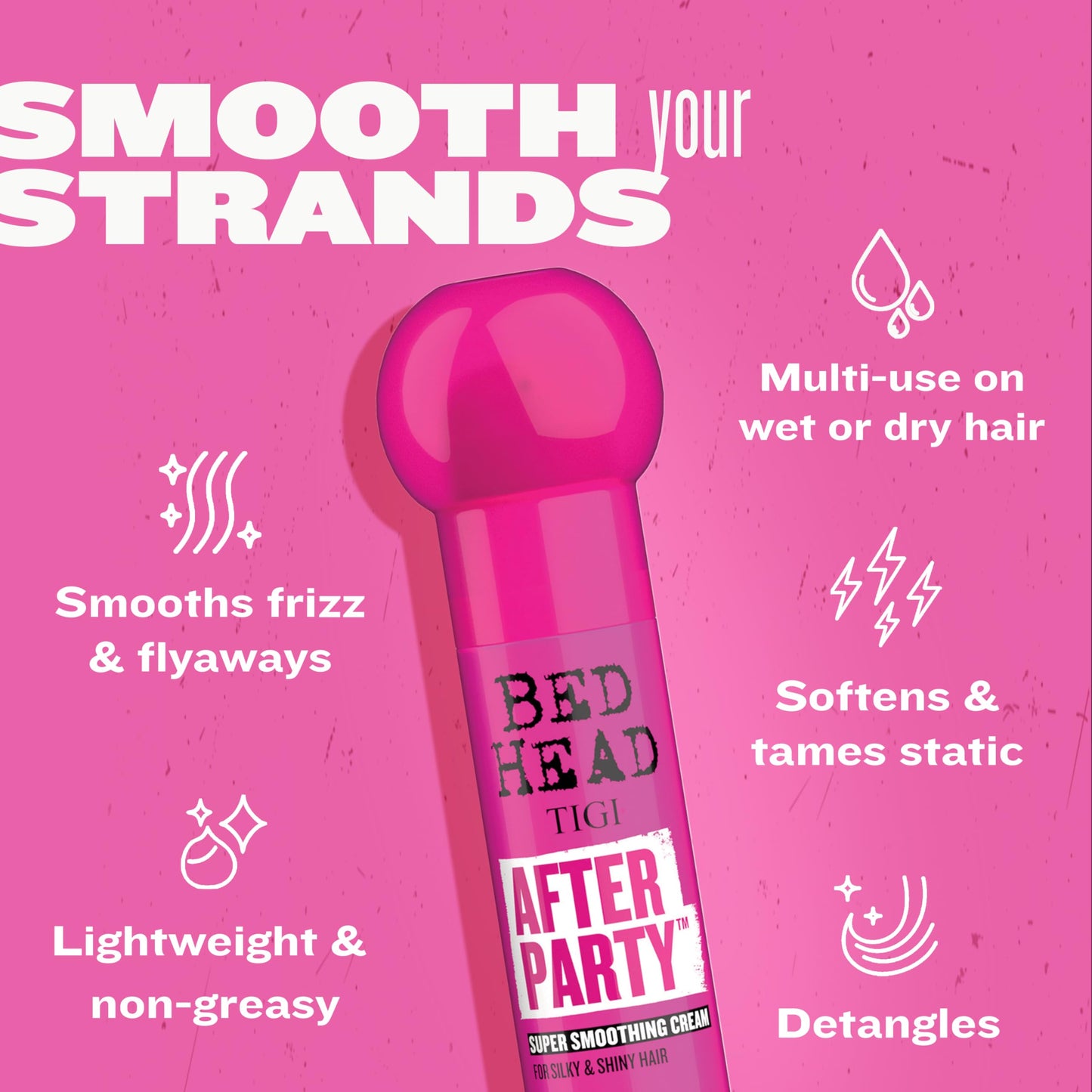 TIGI Bed Head After Party Super Smoothing Cream - Anti Frizz Hair Styling Product, Humidity Protection for Frizzy, Dull, or Coarse Hair, 3.38 fl oz