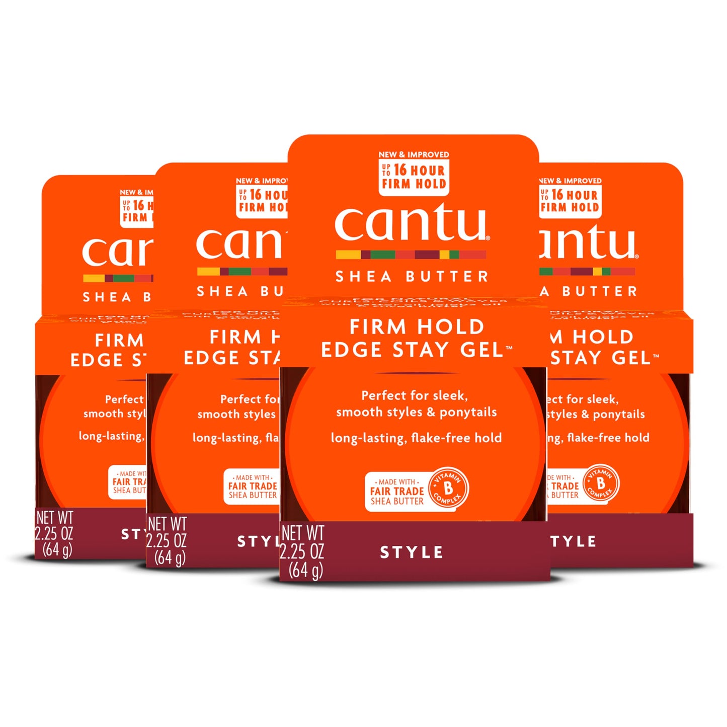 Cantu Extra Hold Edge Stay Gel for Natural Hair with Shea Butter, 2.25 oz (Pack of 4)