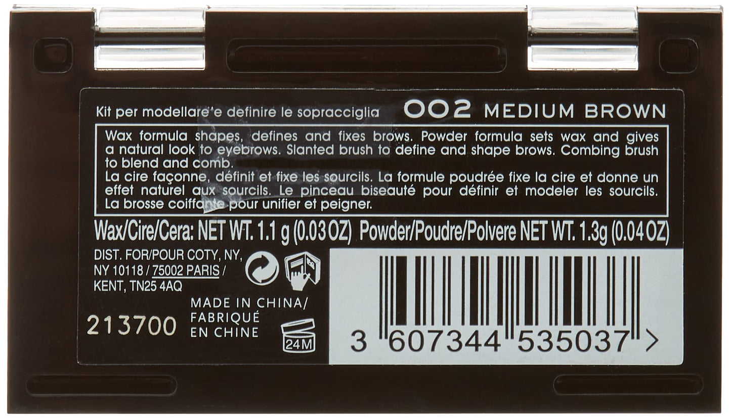 Rimmel Brow This Way Sculpting Kit, Medium Brown, Powder 0.04 Ounce, Wax 0.03 Ounce
