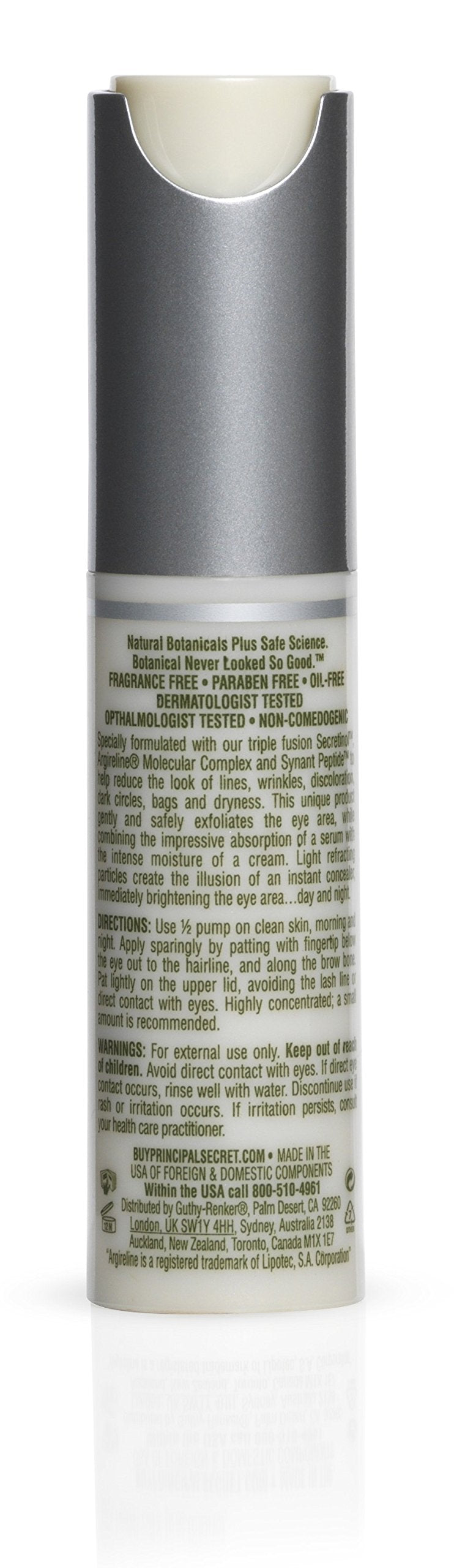 Principal Secret reclaim BOTANICAL Anti-Aging Radiant Recovery Fluid Eye Cream Plant Based Retinol, Argireline, Squalane, Peptides, Ceramides