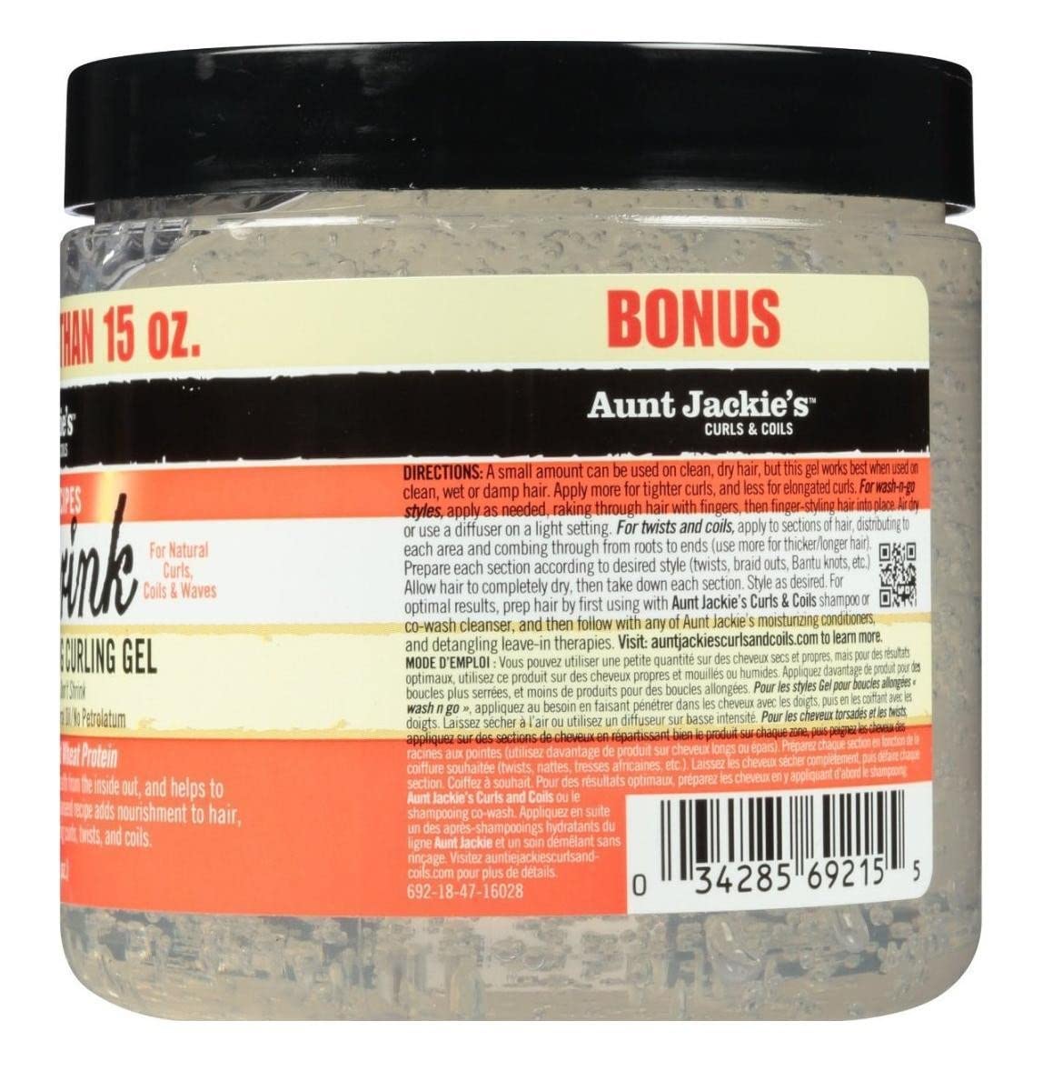 Aunt Jackie's Don't Shrink Flaxseed Elongating Curling Gel, 15 oz (Pack of 6)