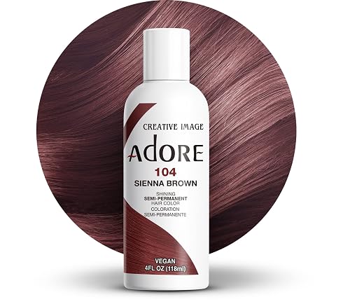 Adore Semi Permanent Hair Color (104 Sienna Brown) | Vegan & Cruelty-Free Brown Hair Dye | No Ammonia, No Peroxide, No Alcohol | 4 Fl Oz