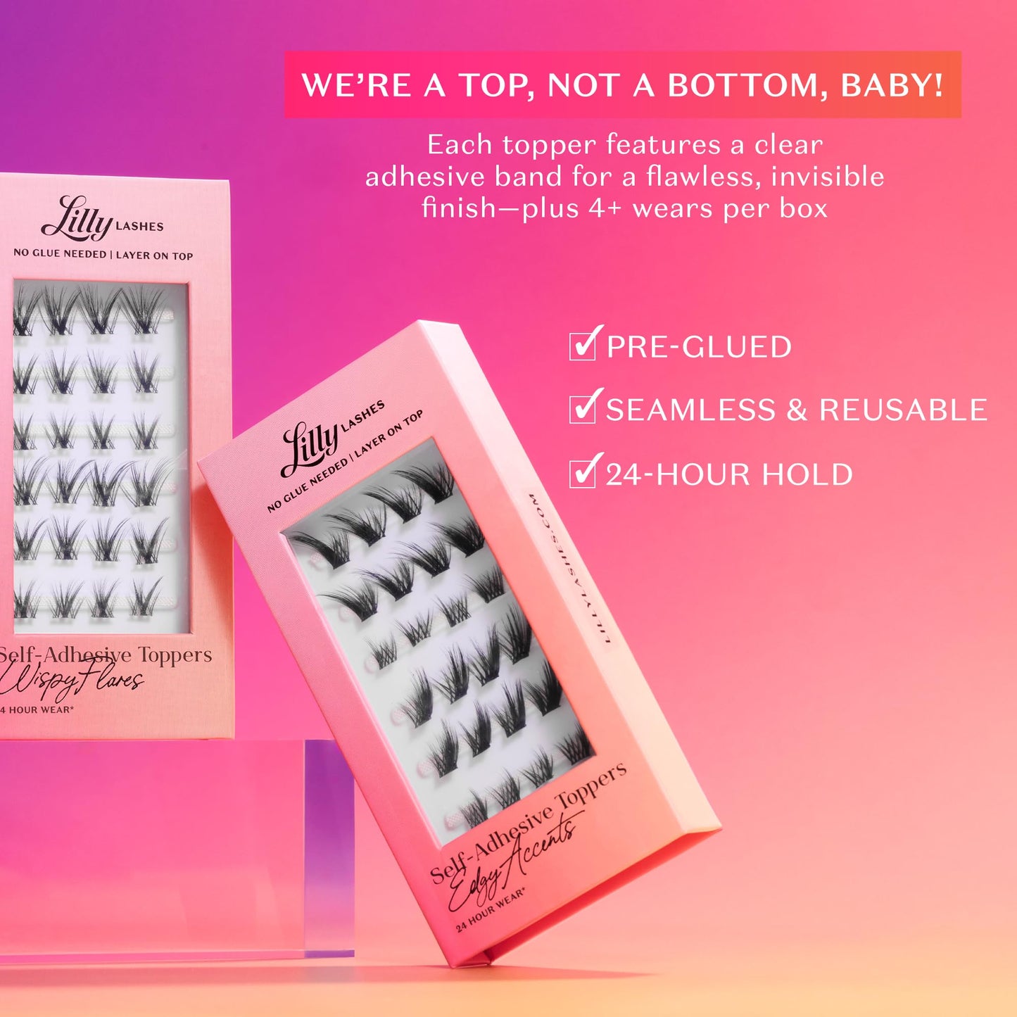 Lilly Lashes Self-Adhesive Edgy Accents Lash Clusters Toppers - Pre-Glued Clear-Band False Lashes for Effortless Application, 24 Hr All-Day Hold Beauty and Personal Care Lilly Lashes