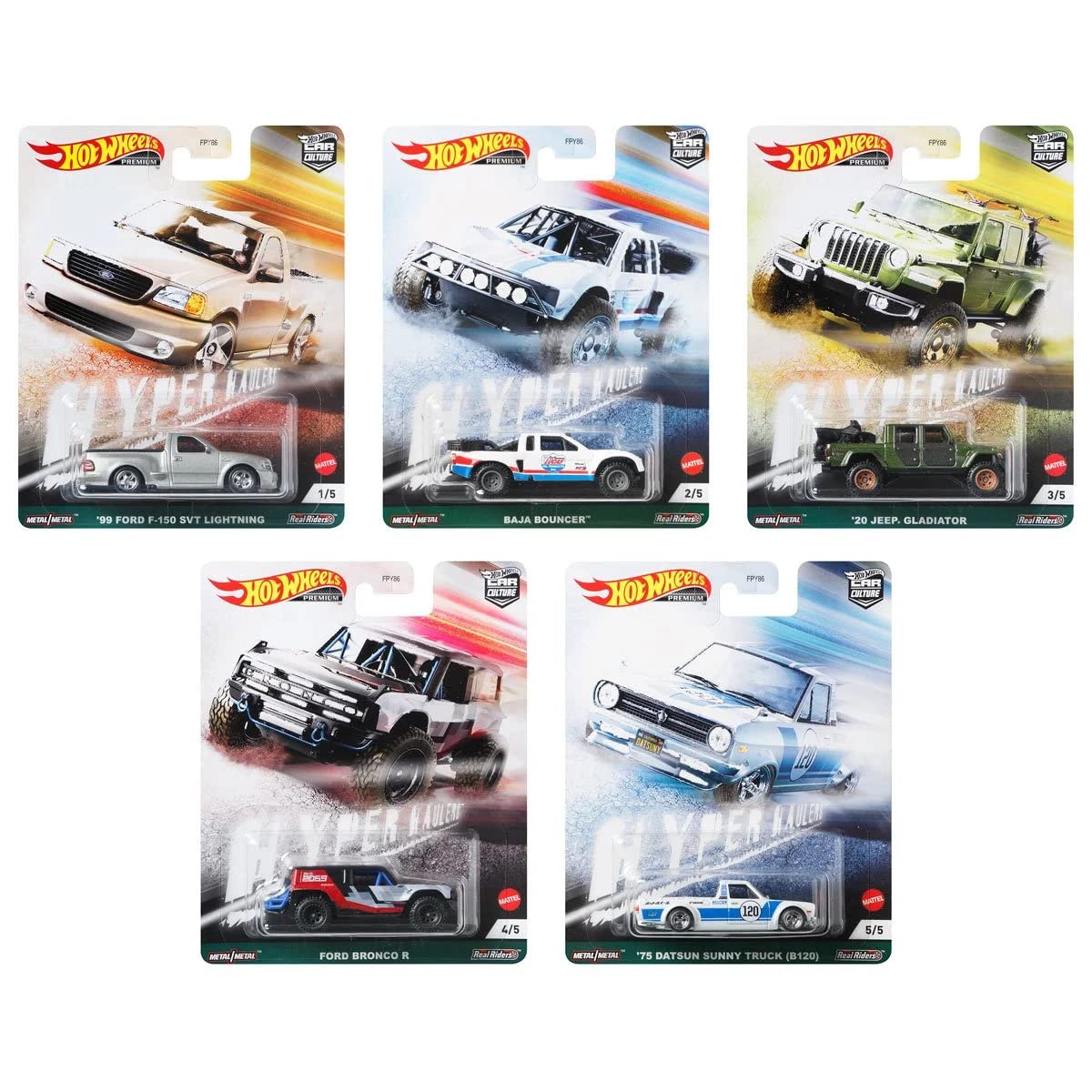 Hot Wheels Car Culture Hyper Haulers Trucks Complete Collection of 5 Premium 1:64 Scale Vehicles