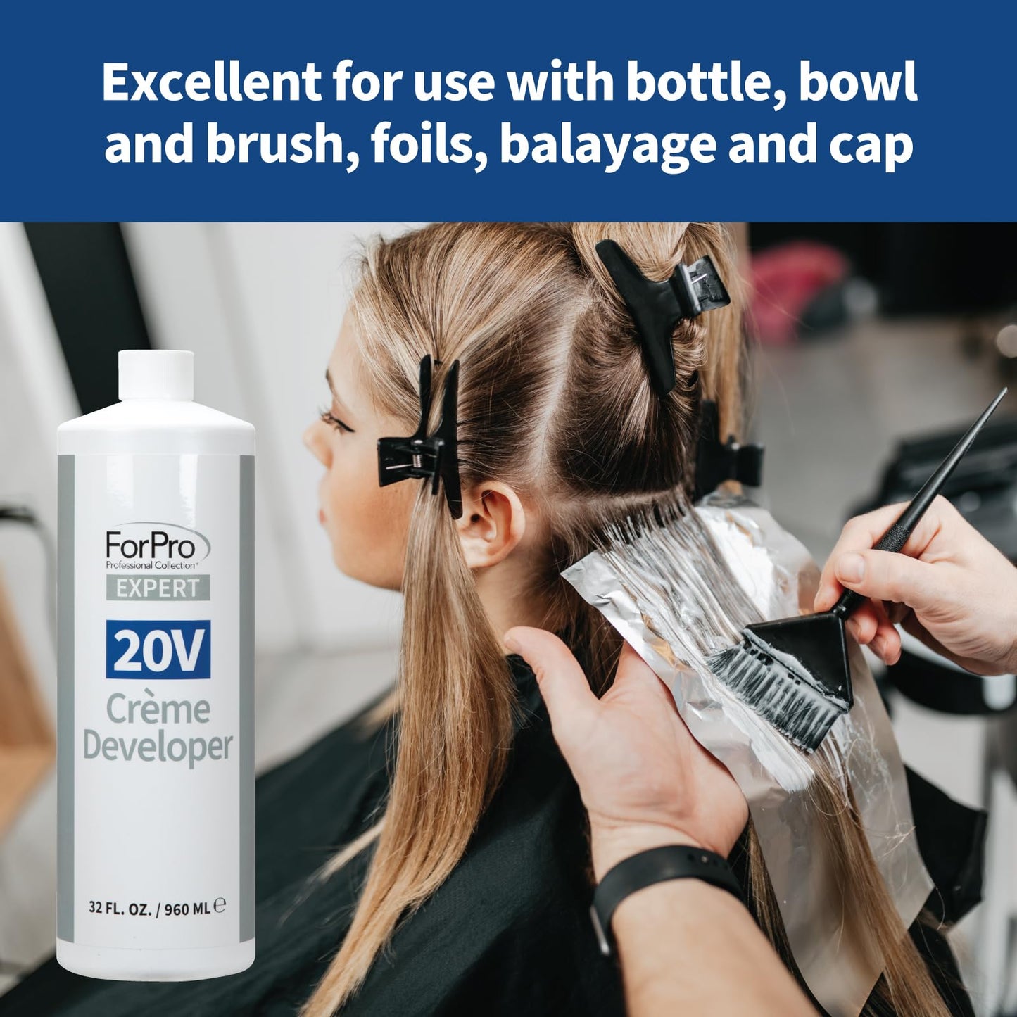 ForPro Expert 20 Volume Crème Developer, 32 Fl Oz - for Hair Lightening, Gray Coverage & Color Deposit with Standard Lift