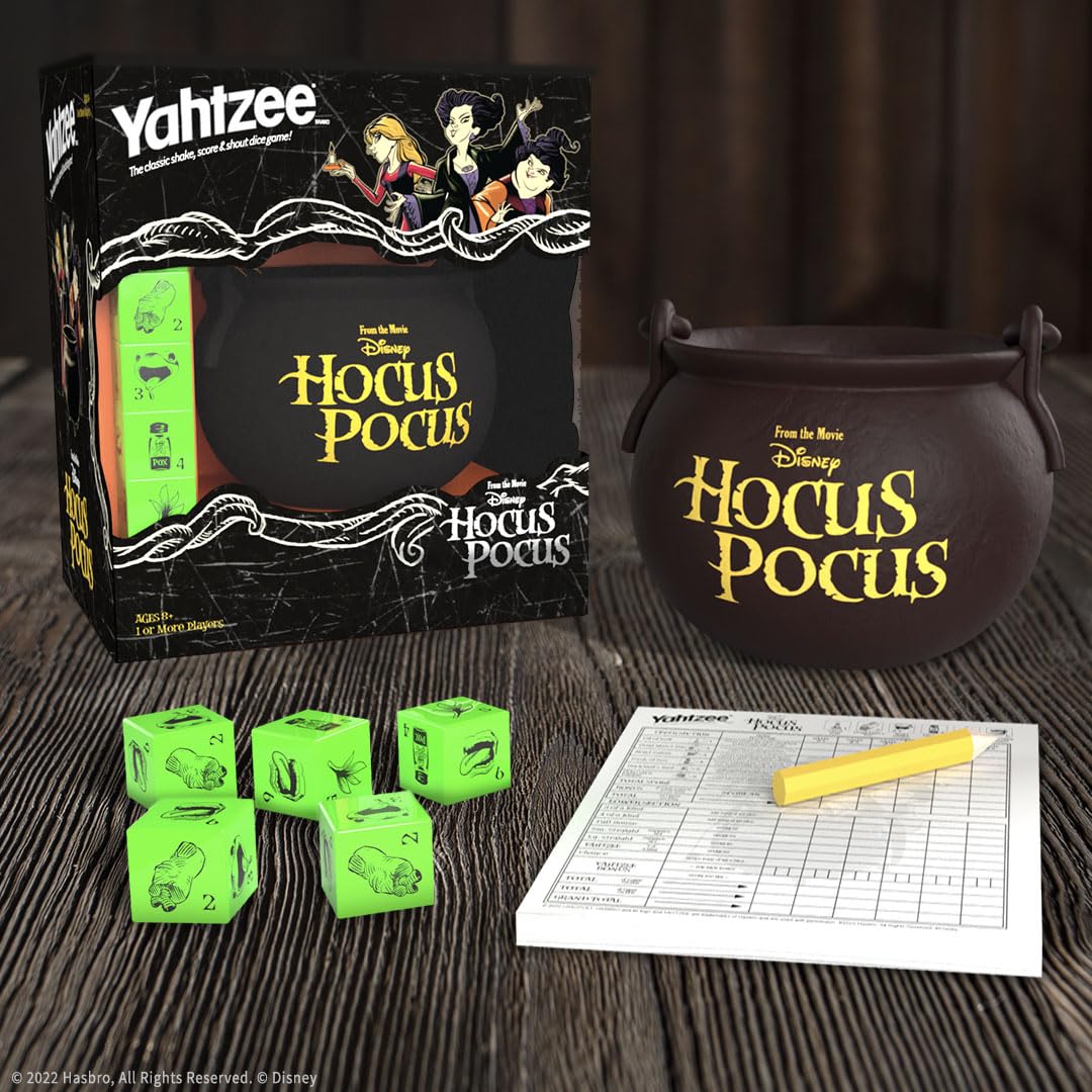USAOPOLY YAHTZEE: Disney Hocus Pocus | Collectible Witch~'s Caldron Dice Cup Classic Family Game Based on Film Great for Night Officially-Licensed &…