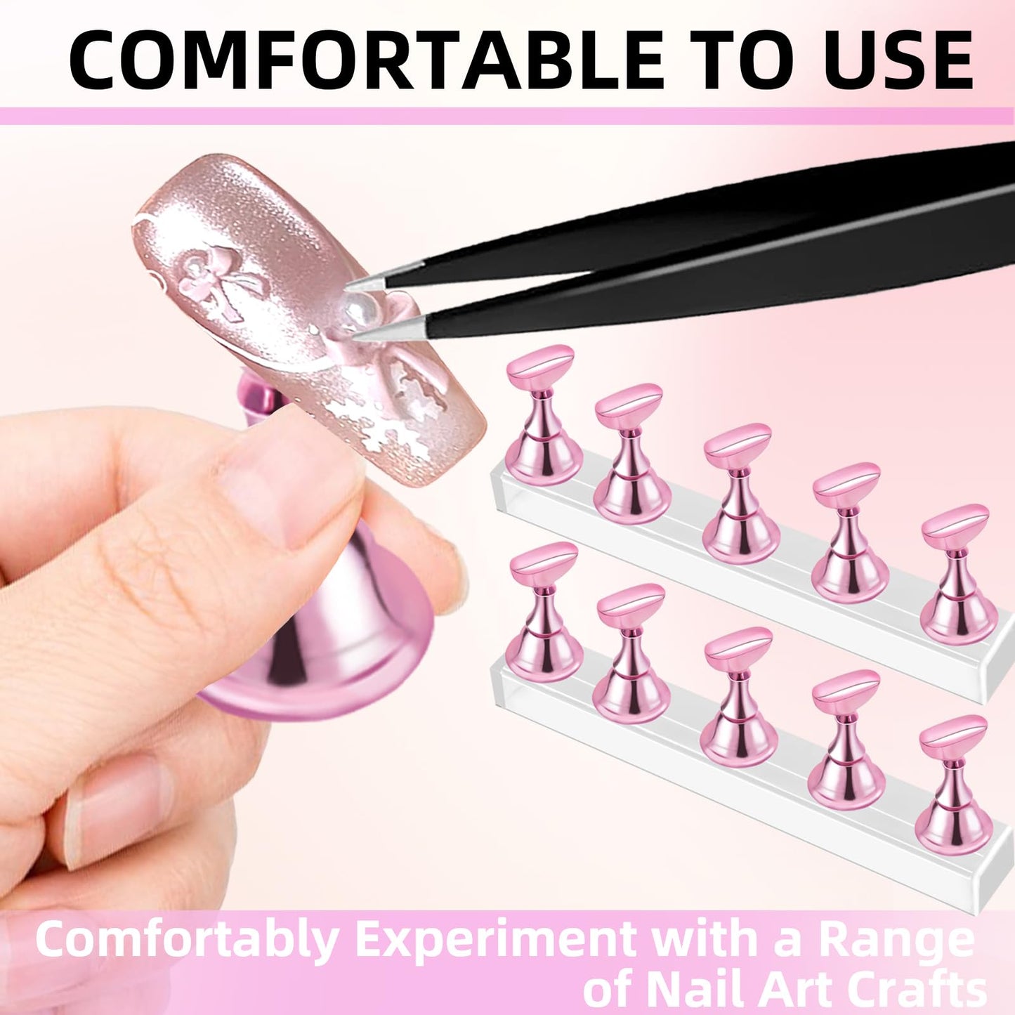 2 Set Nail Stand,Nail Holder Stand with 100 Pcs Double Sided Tape,Press on Nail Stand,Nail Practice Hand,Nail Holder for Painting Nails,for Nail Art Beauty and Personal Care TKYZMS