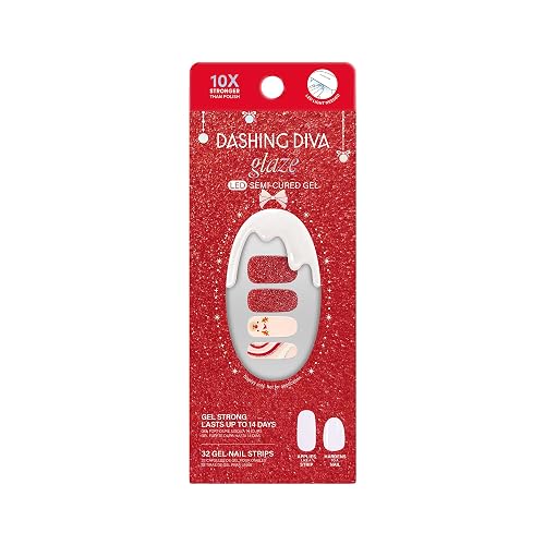 Dashing Diva Glaze Nail Strip Set - Jolly and Bright - Long Lasting, Chip Resistant, Semi-Cured Gel Nail Strips - Holiday Gel Set - 4-Piece Manicure Beauty & Personal Care Dashing Diva