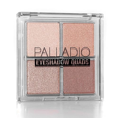 Palladio Eyeshadow Quads, Velvety Pigmented Blendable Matte, Metallic and Shimmer Finishes, Creamy Formula, Four Way Quad Eye Shadow Palette