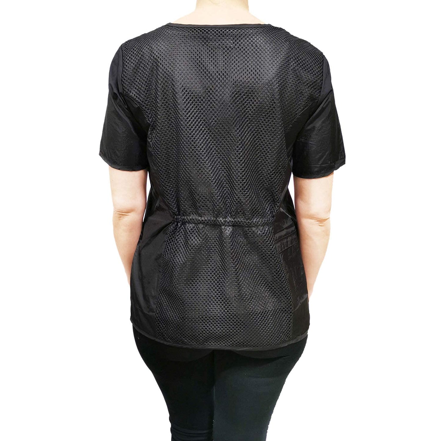 CHARLENE Ivy Short Sleeves Jacket, Mesh Back Hair Water Repellent - Taffeta, Lace, and Mesh Details - Zipper Closure - Machine Washable - Stylish