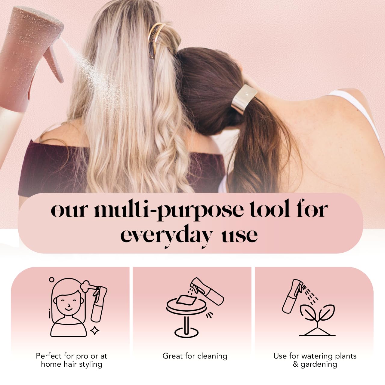 Kitsch Continuous Spray Bottle for Hair | Fine Mist Water Mister for Hair Styling – Spray Bottles for Cleaning, Plants & More – Terracotta, 5 oz